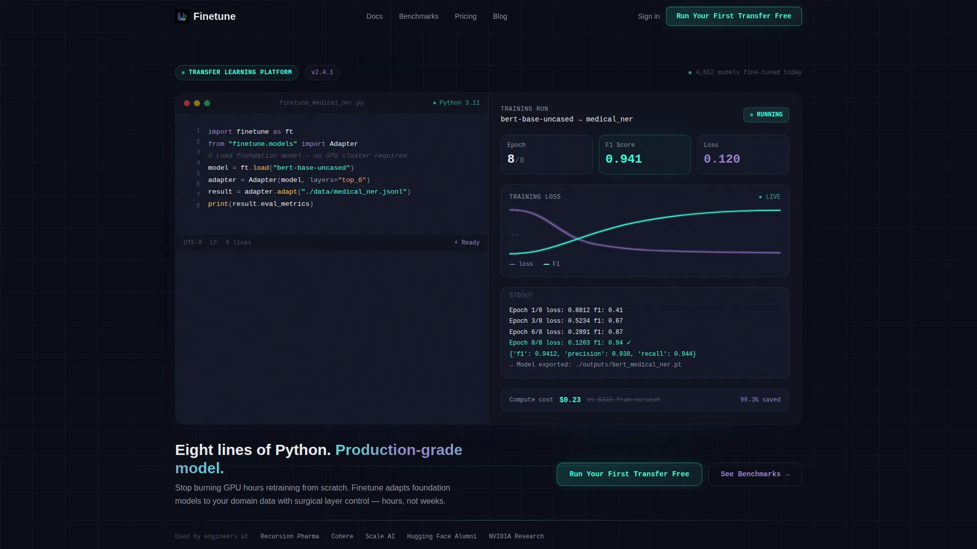 ML Transfer Learning Landing Page Template
