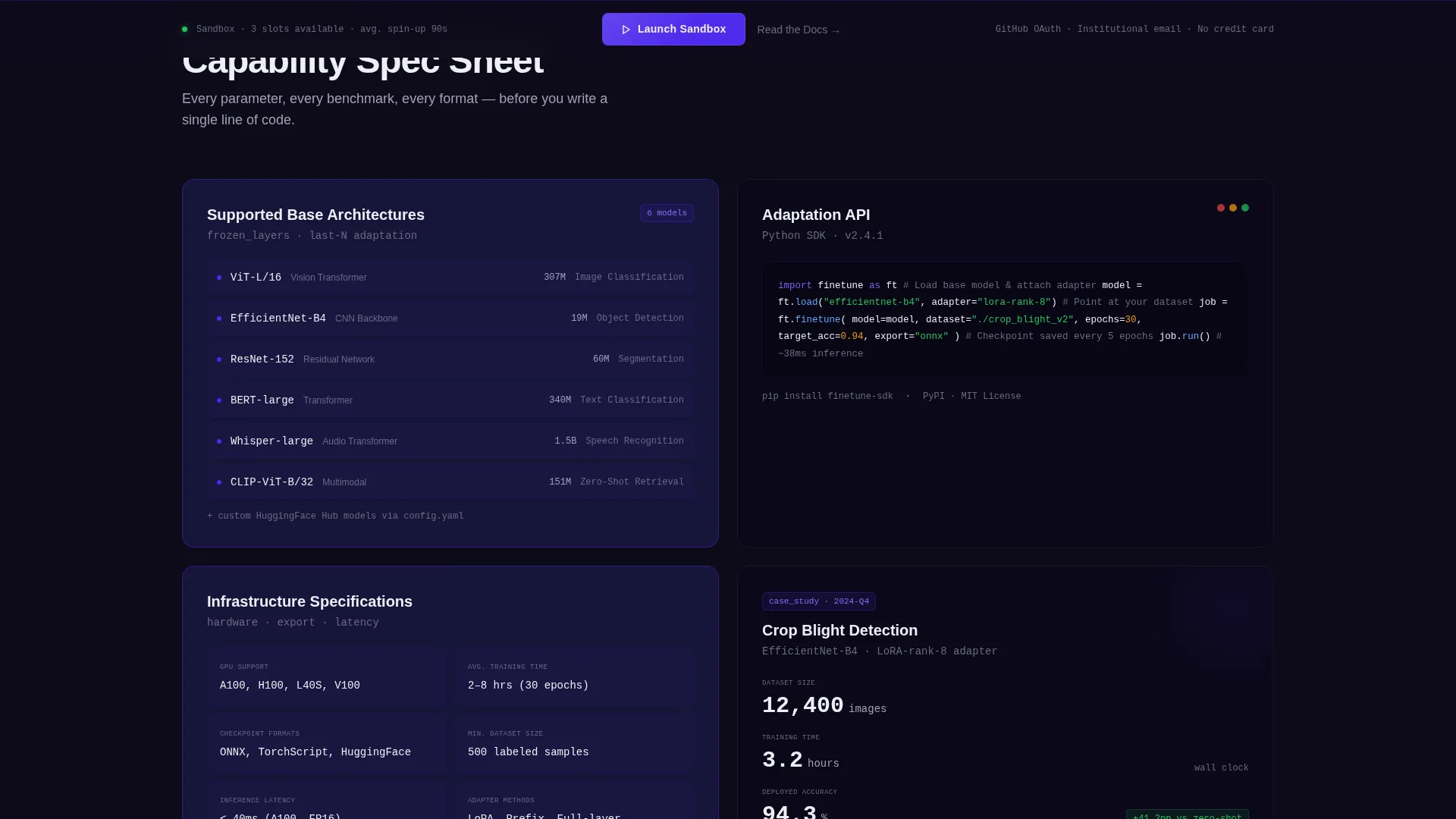 Transfer Learning Research Lab Landing Page