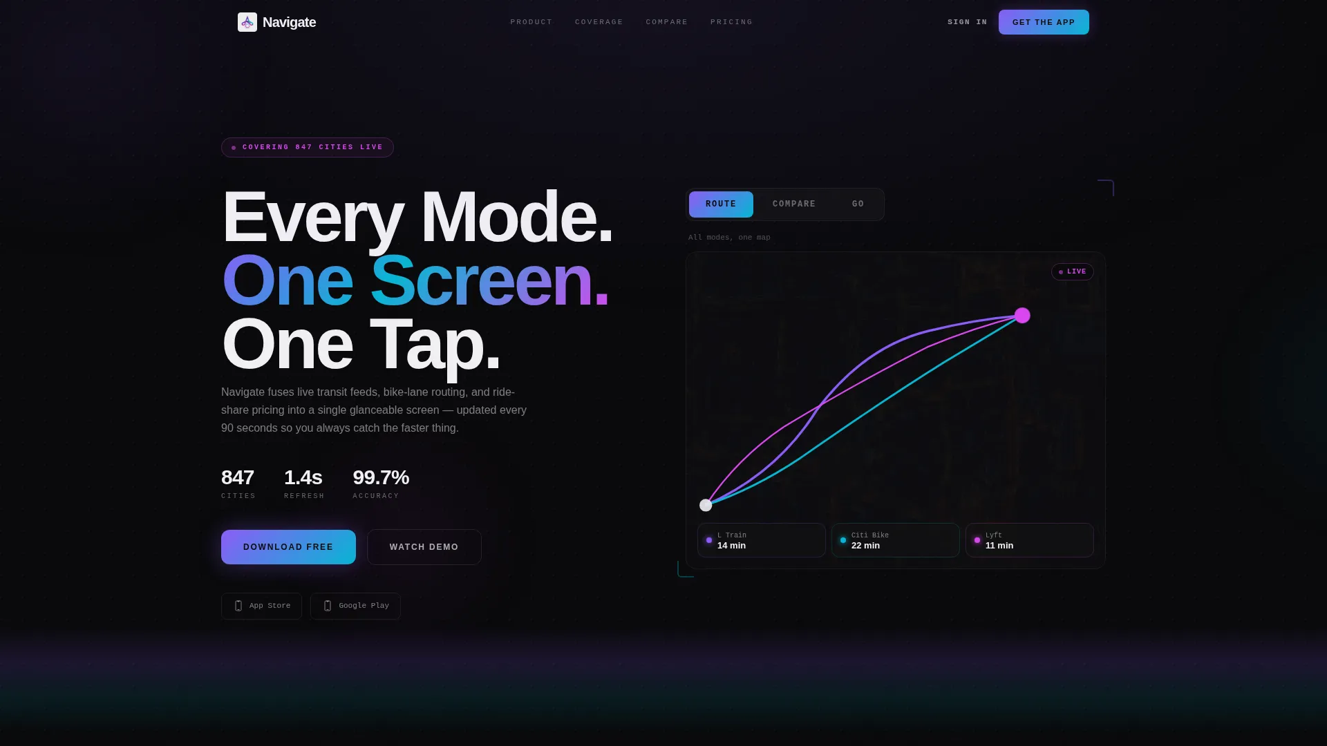 Dynamic Transit App Landing Page Template