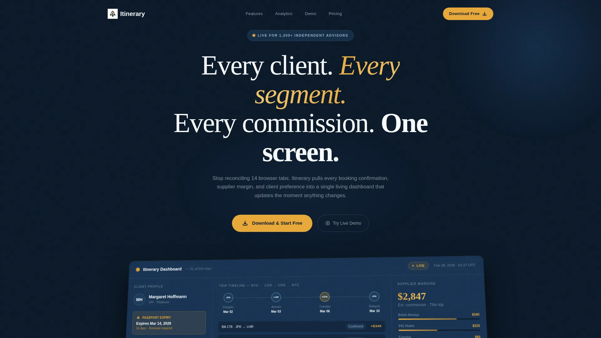 Travel Client Management Landing Page Template