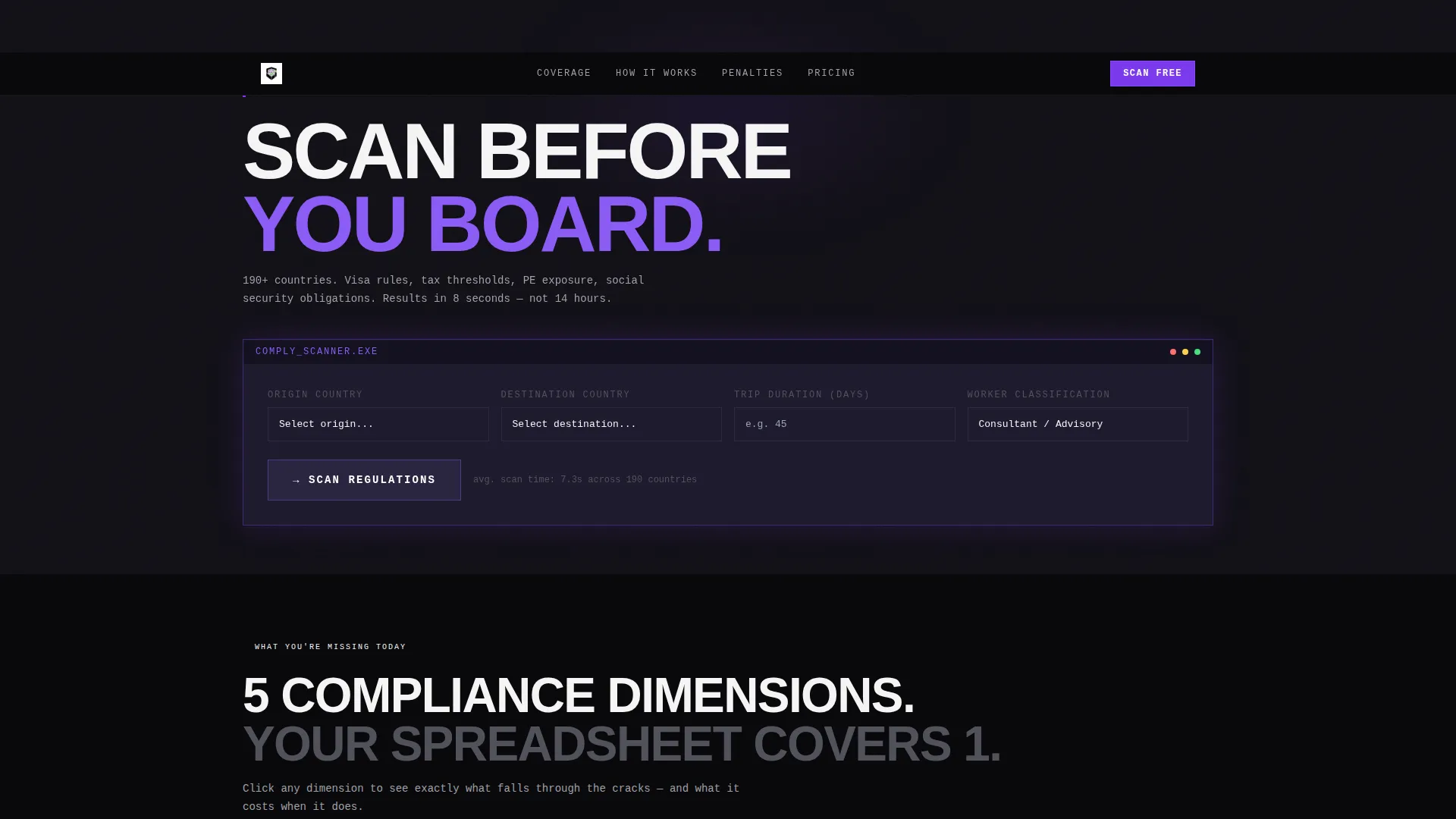Brutalist Travel Compliance Landing Page Template
