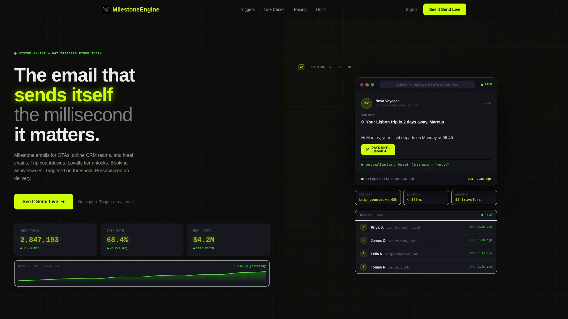 Automated Travel Milestone Email Landing Page Template
