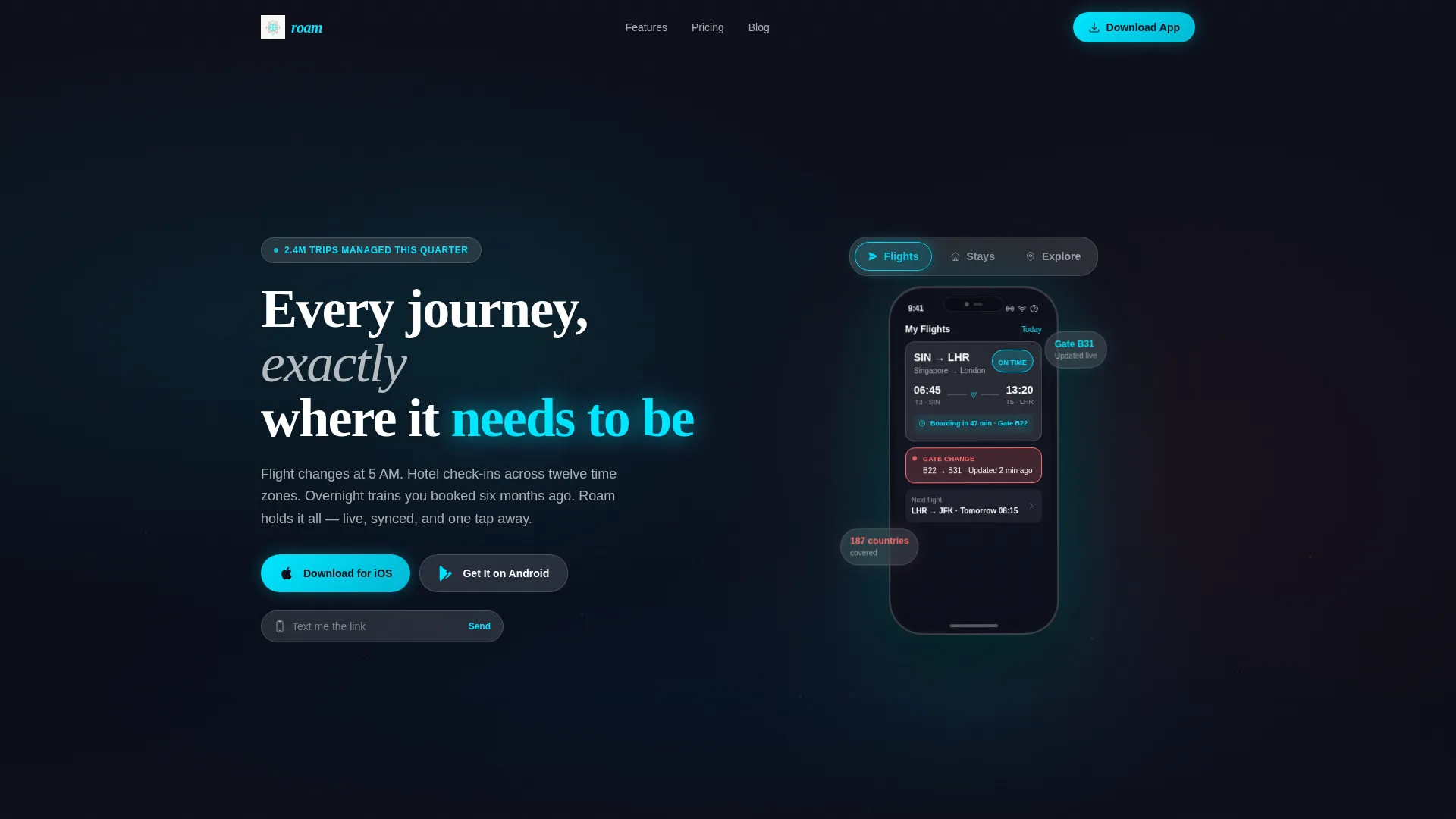 Dynamic Travel App Landing Page Template