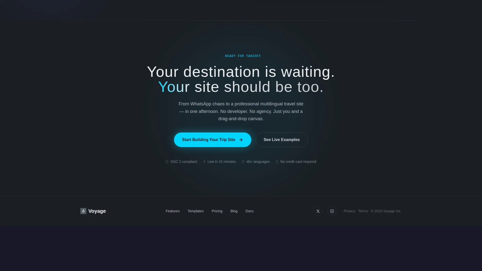 Travel Website Builder Landing Page Template