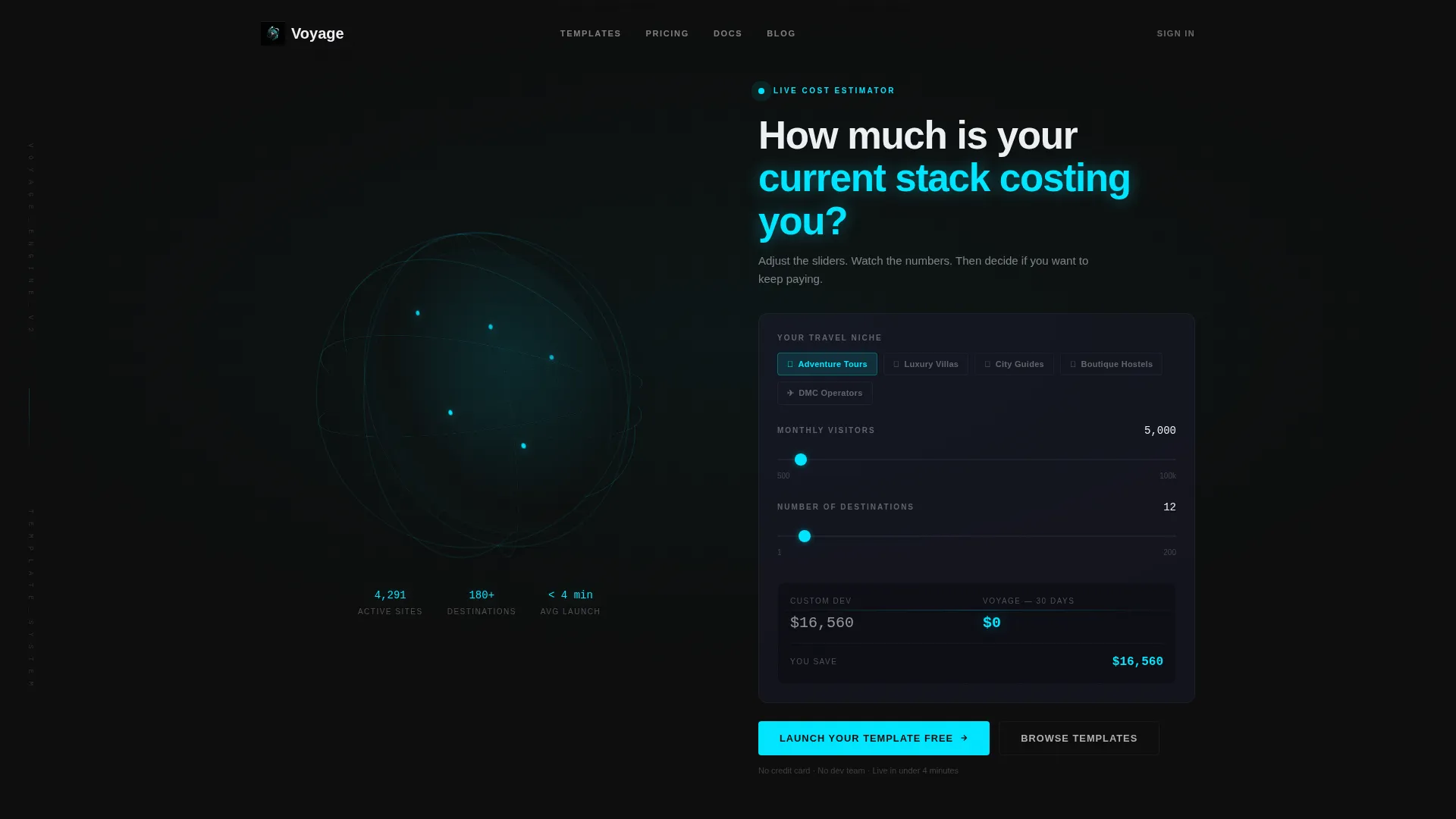 Modular Travel Landing Page Template | Free Trial
