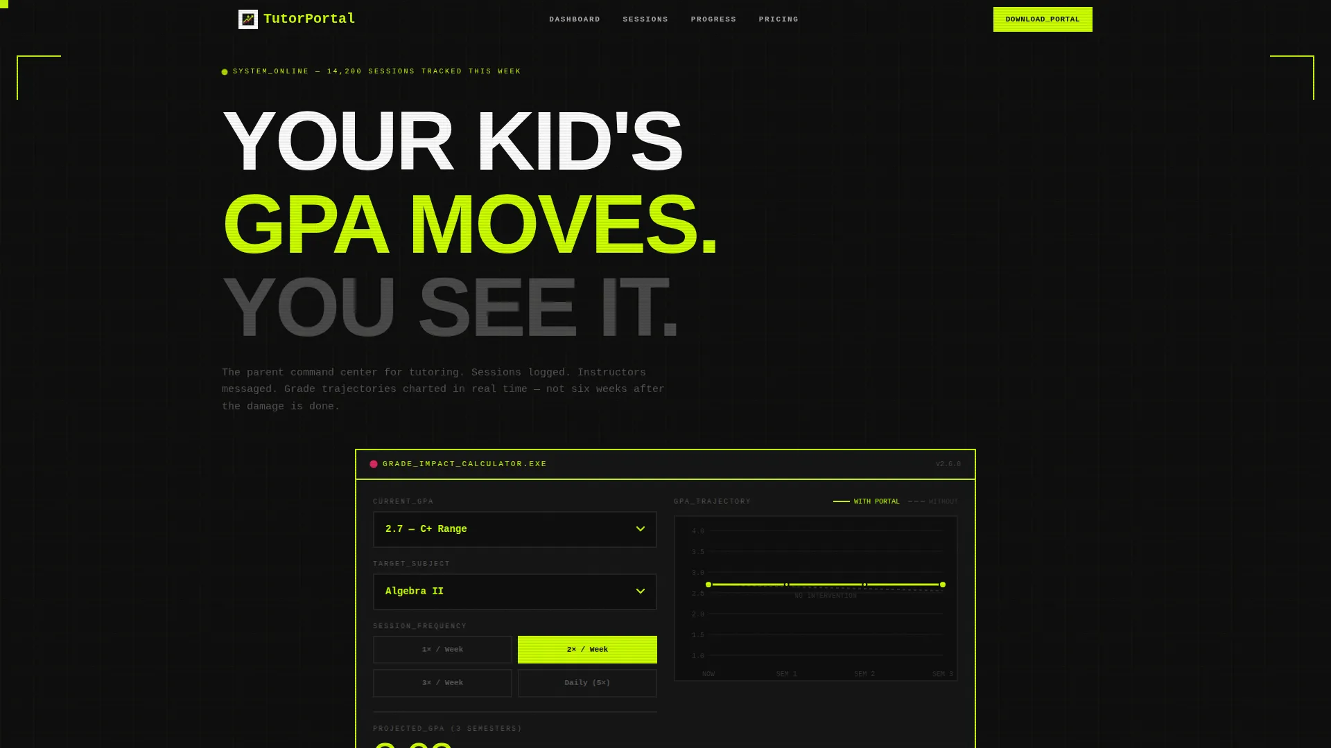 Academic Tutoring Client Portal Landing Page