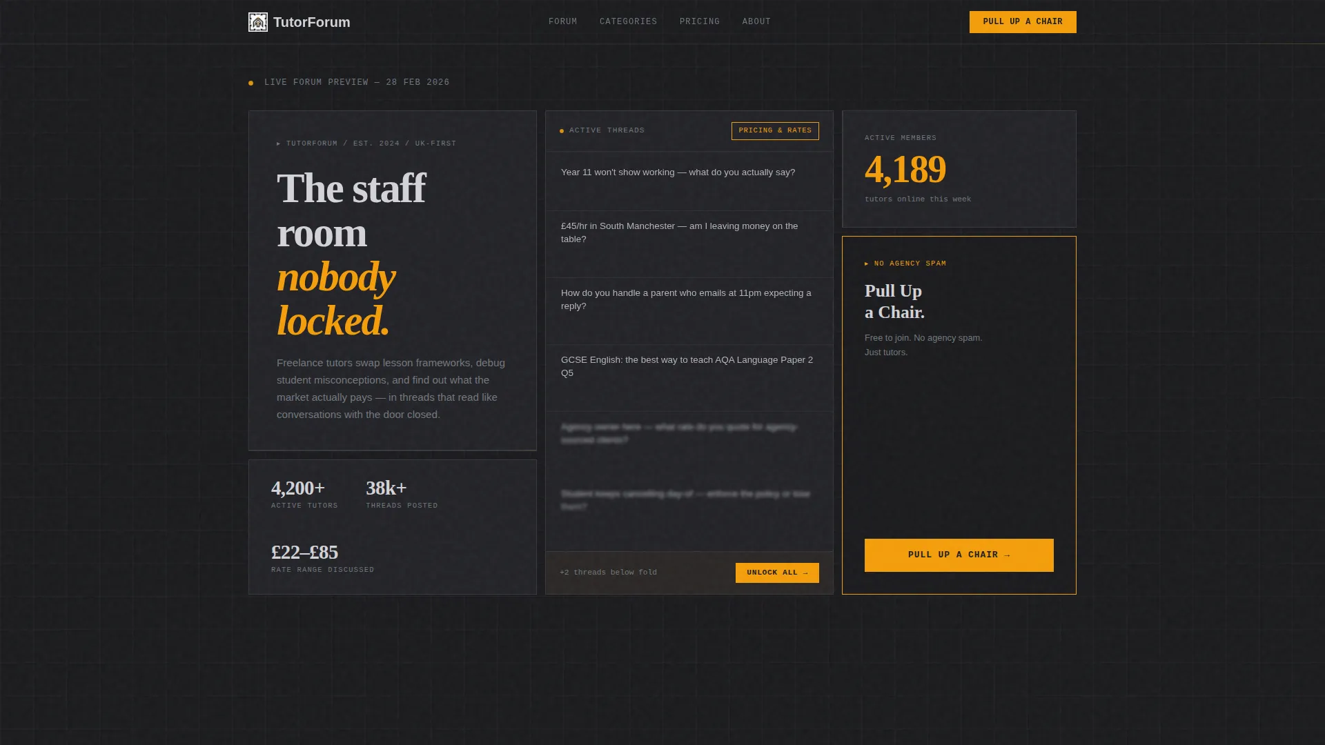 Tutoring Community Forum Landing Page Template