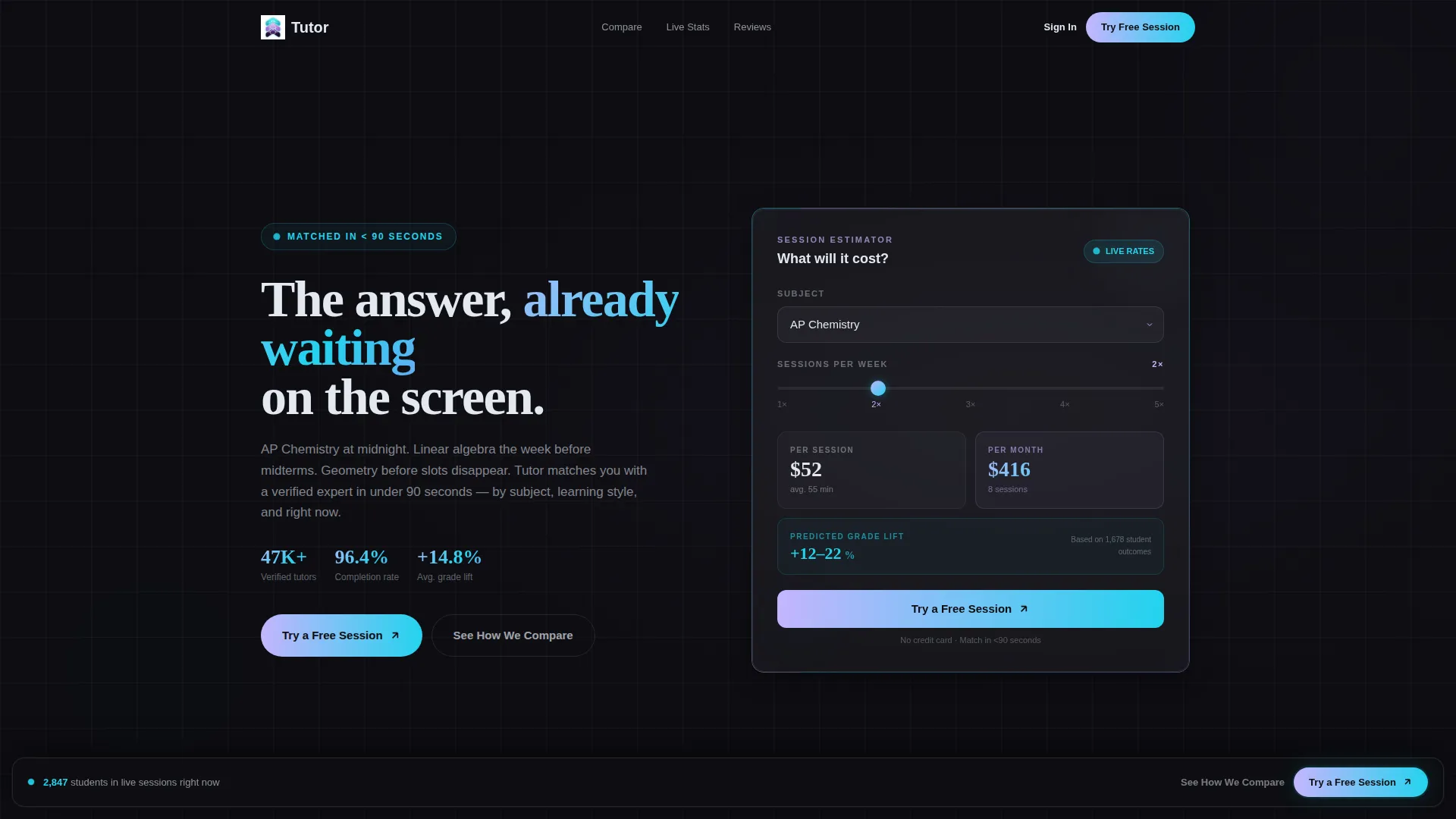 Instant Tutoring App Landing Page Template