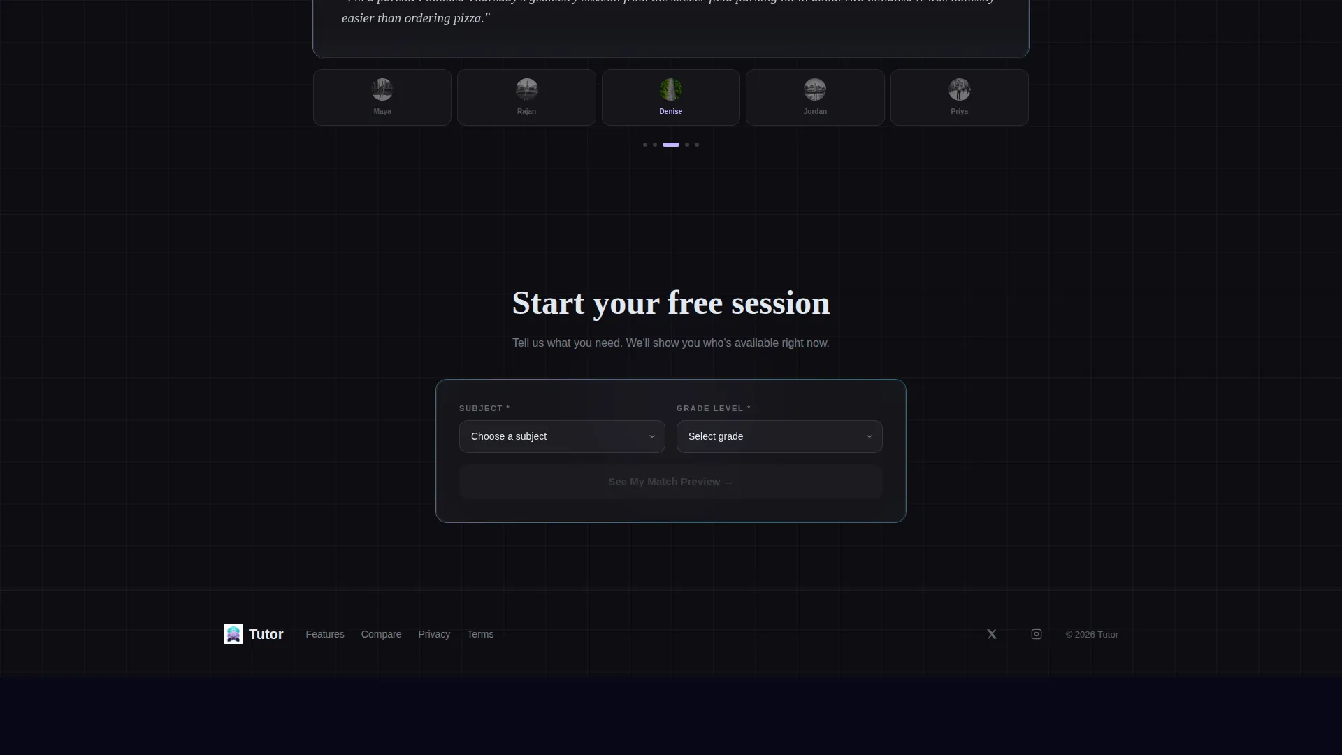 Instant Tutoring App Landing Page Template