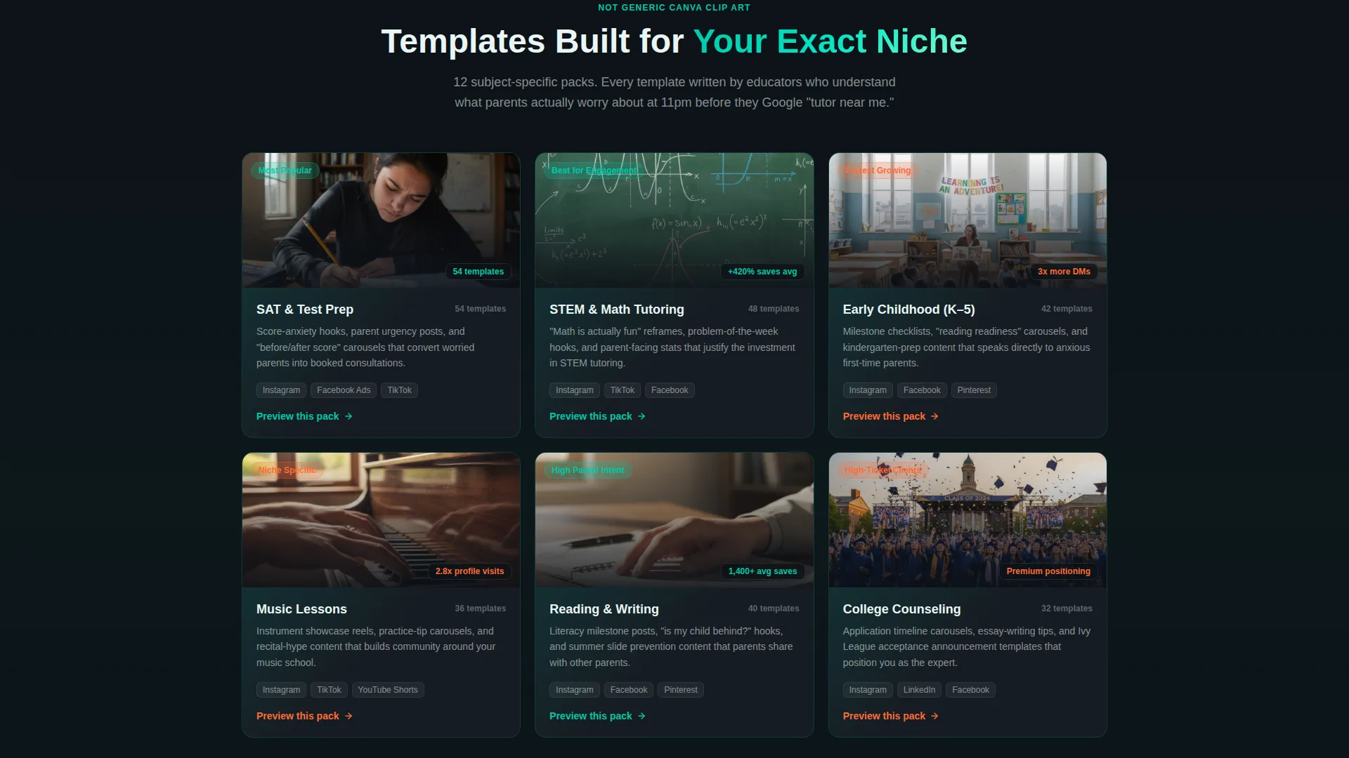 Tutoring Social Media Template Kit Landing Page