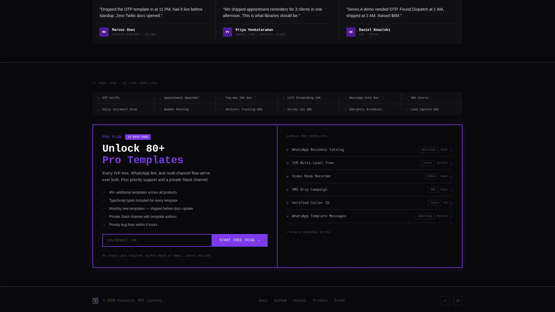 Production-Ready Twilio | Free Website Template | Rocket