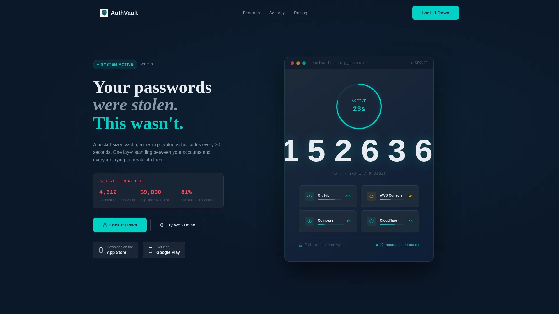 Two-Factor Authentication App Landing Page Template