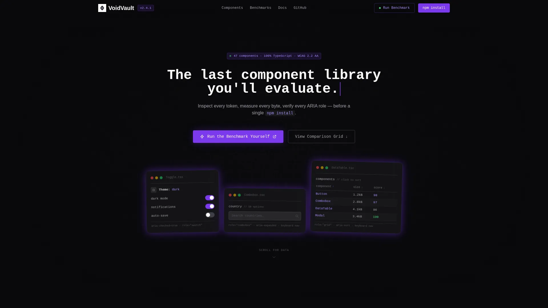 user interface Component Library Landing Page Template