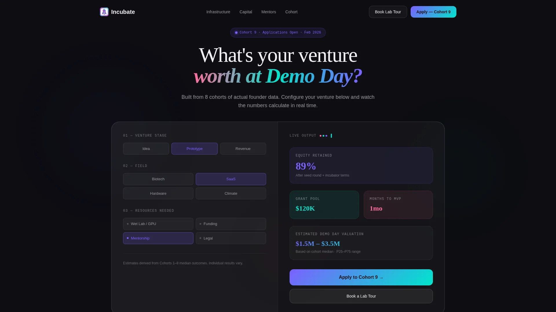 University Incubator Landing Page Template