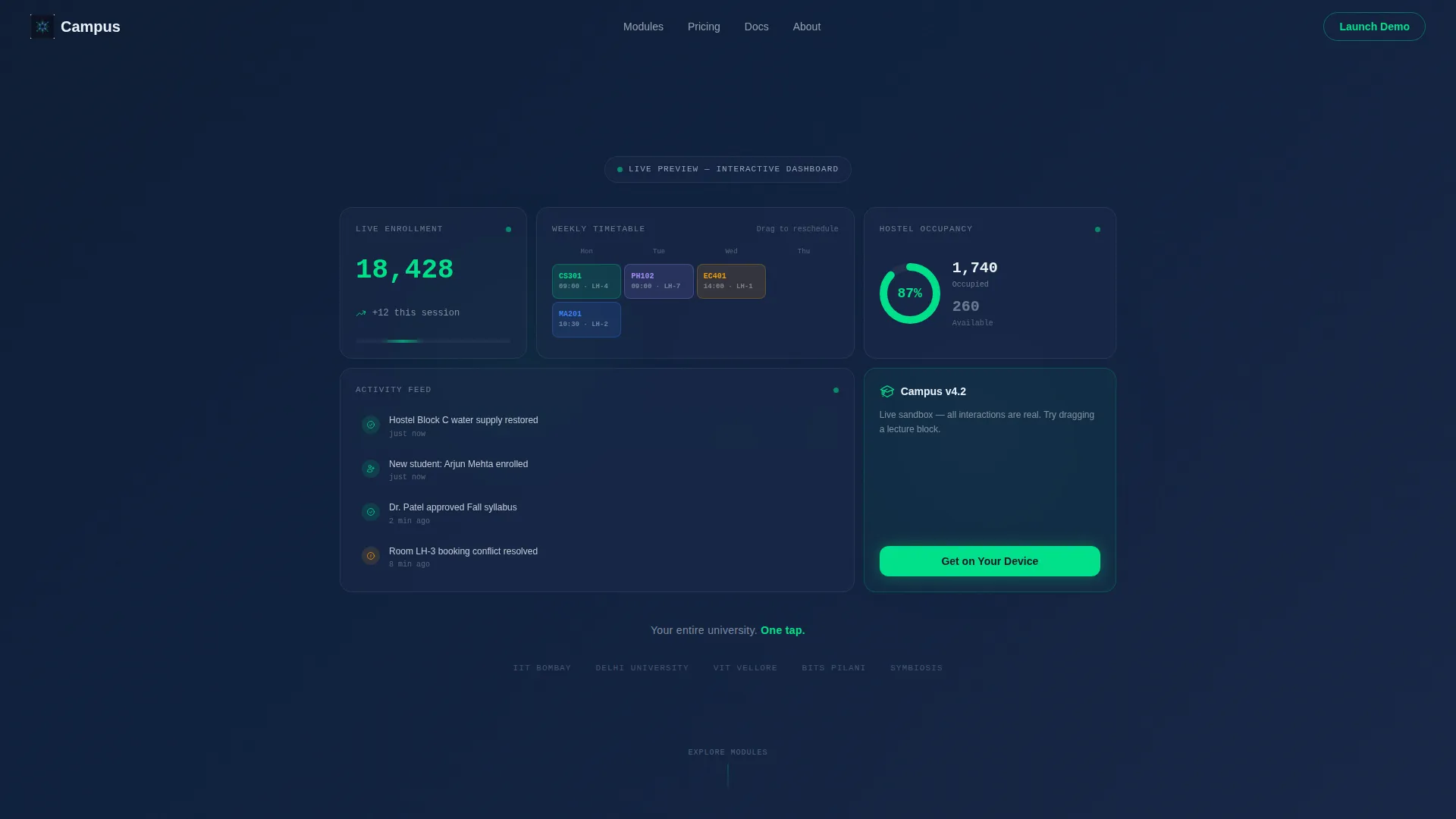 University Management Software Landing Page Template