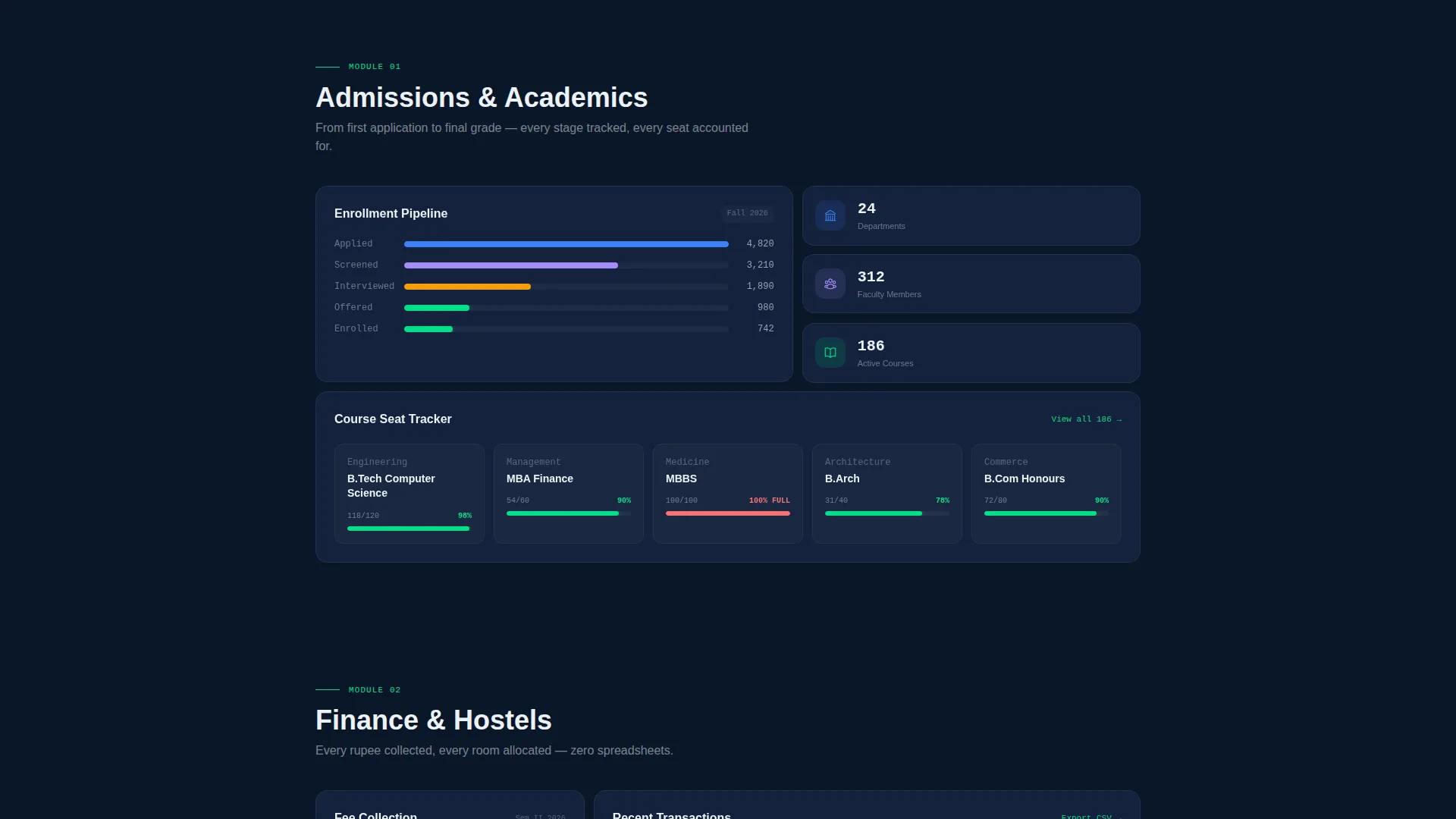 University Management Software Landing Page Template