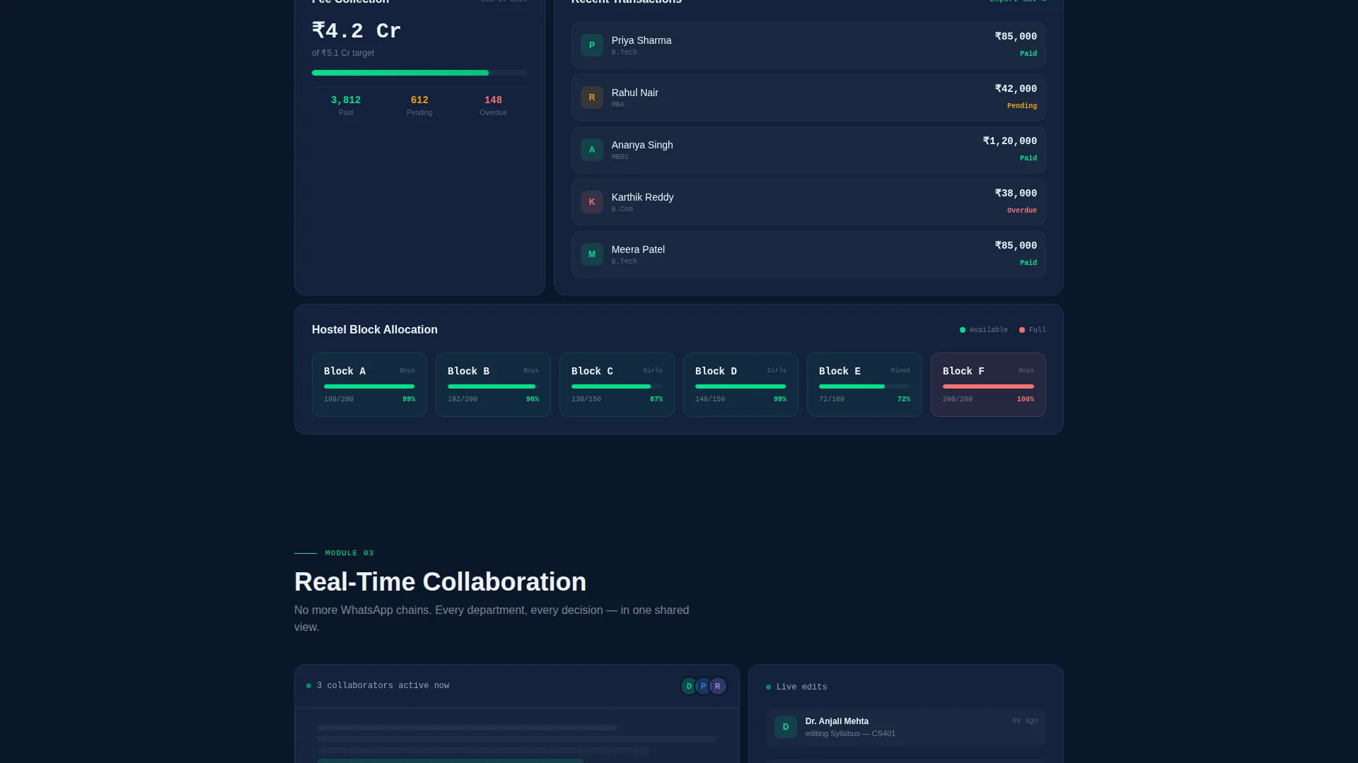 University Management Software Landing Page Template