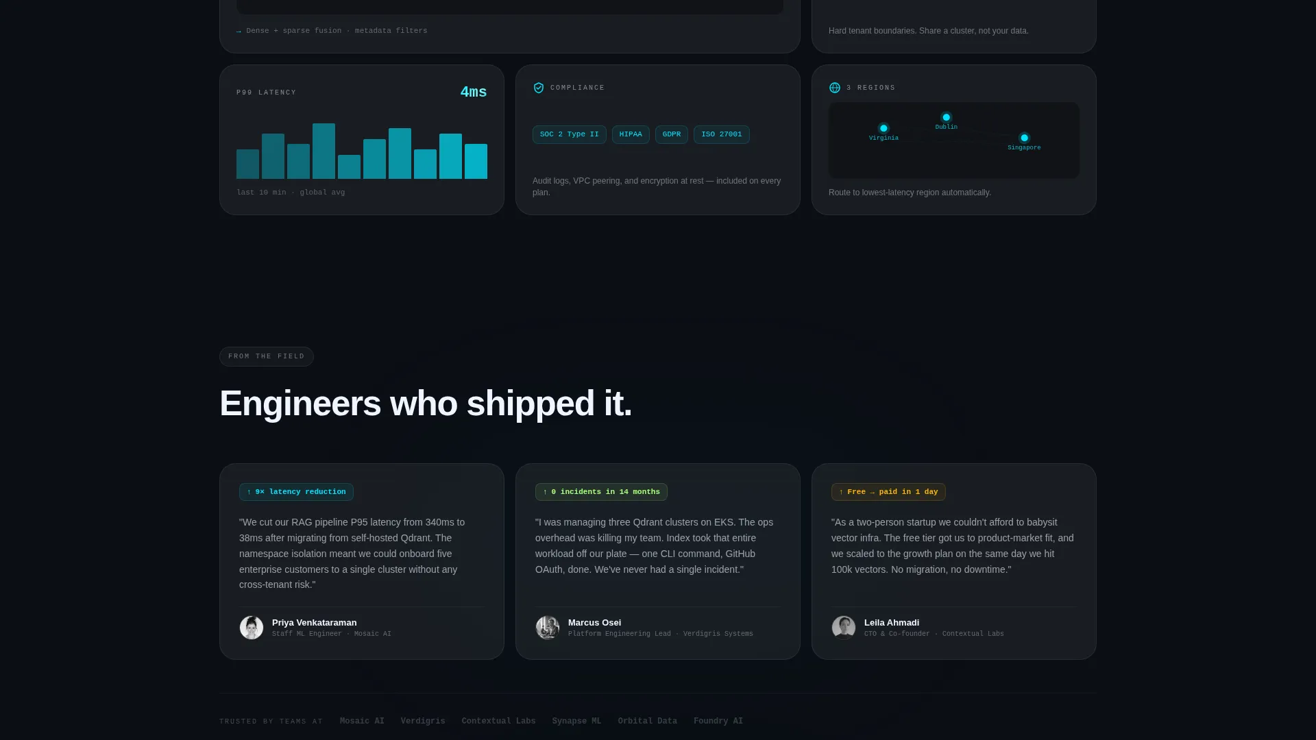 Vector Database Managed Service Landing Page Template
