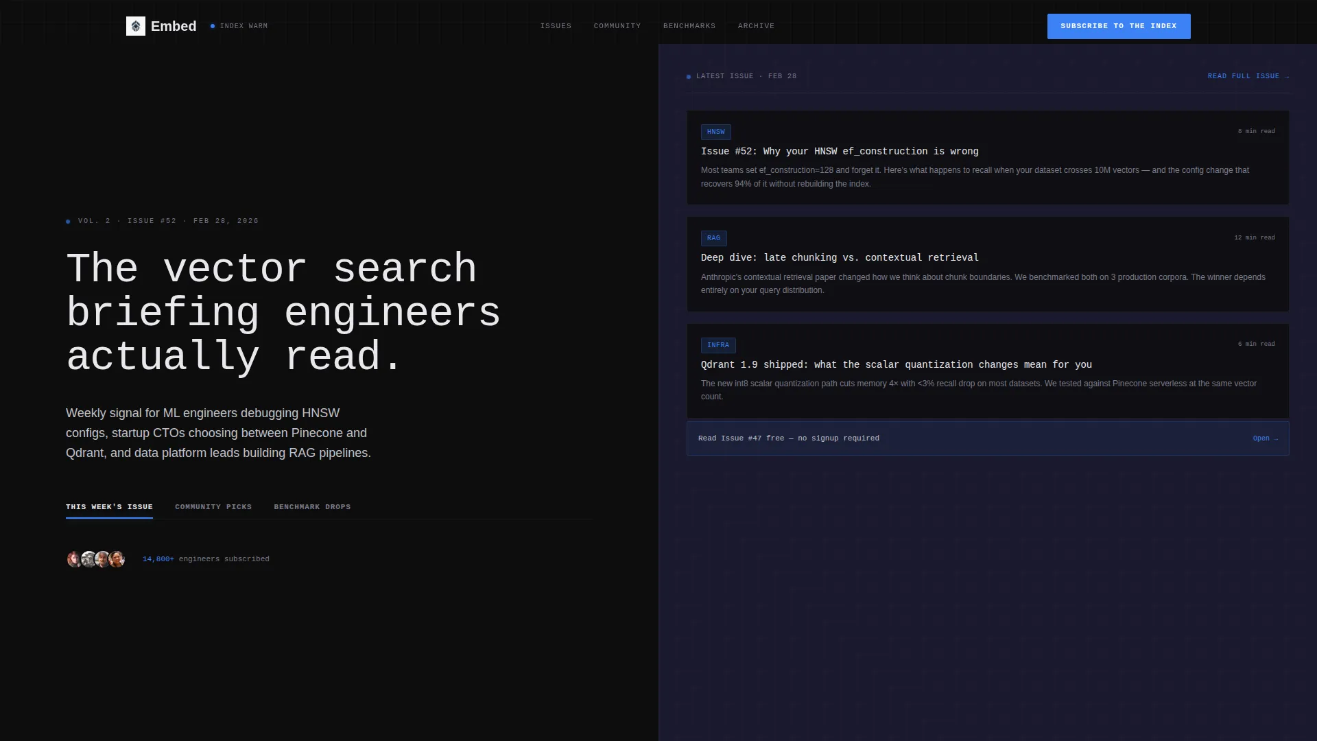 Vector Search Newsletter Landing Page Template