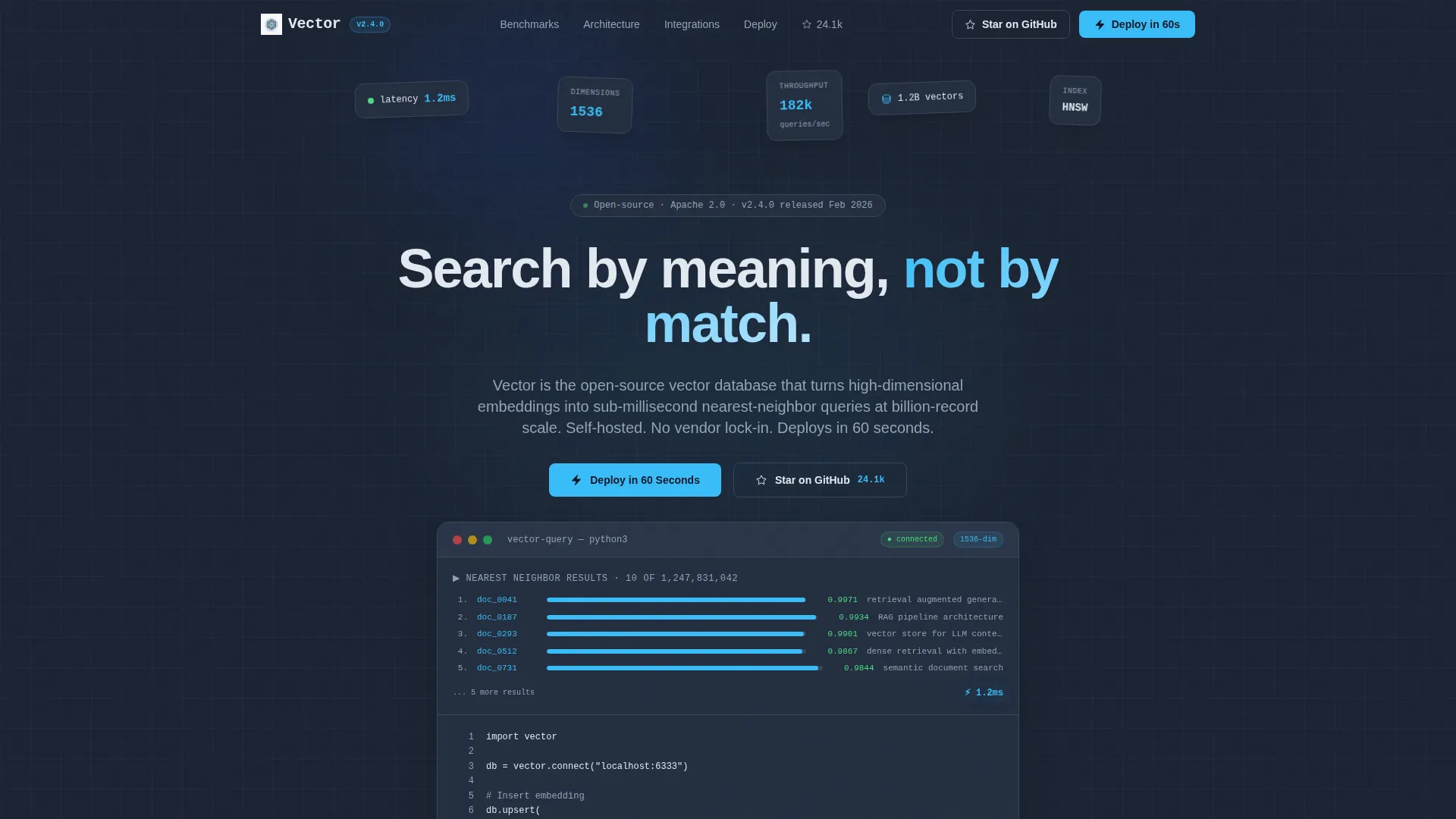 Open-Source Vector Database Landing Page Template