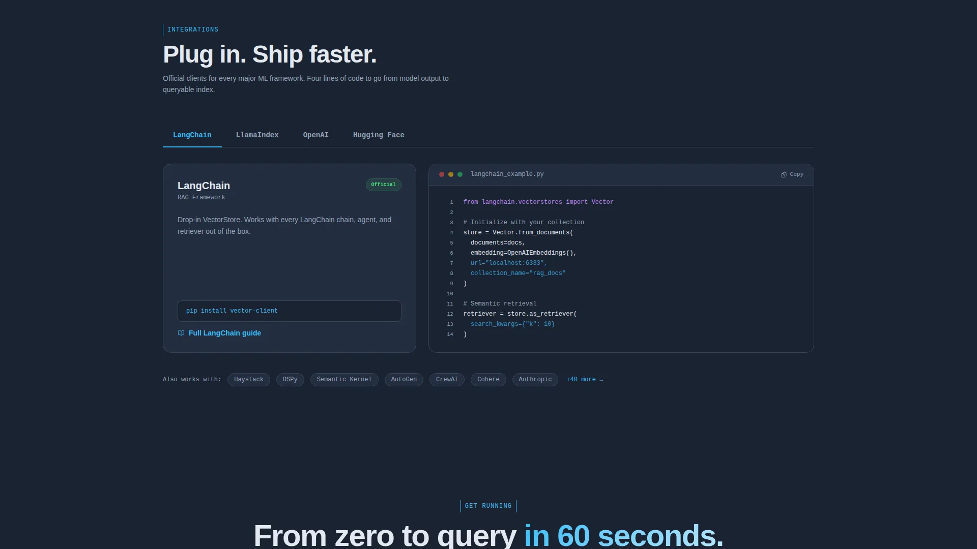 Open-Source Vector Database Landing Page Template