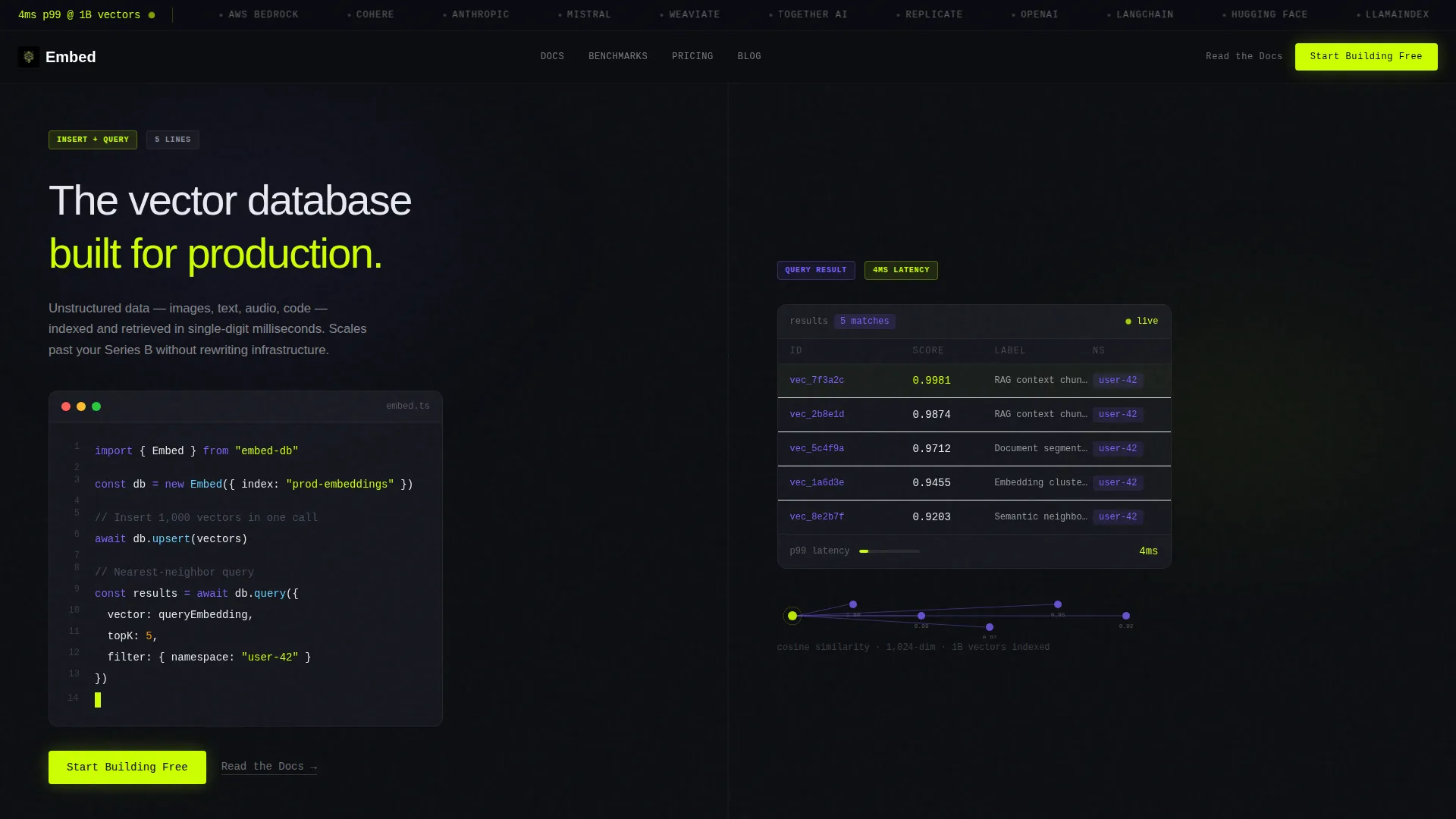 Vector Database Landing Page Template