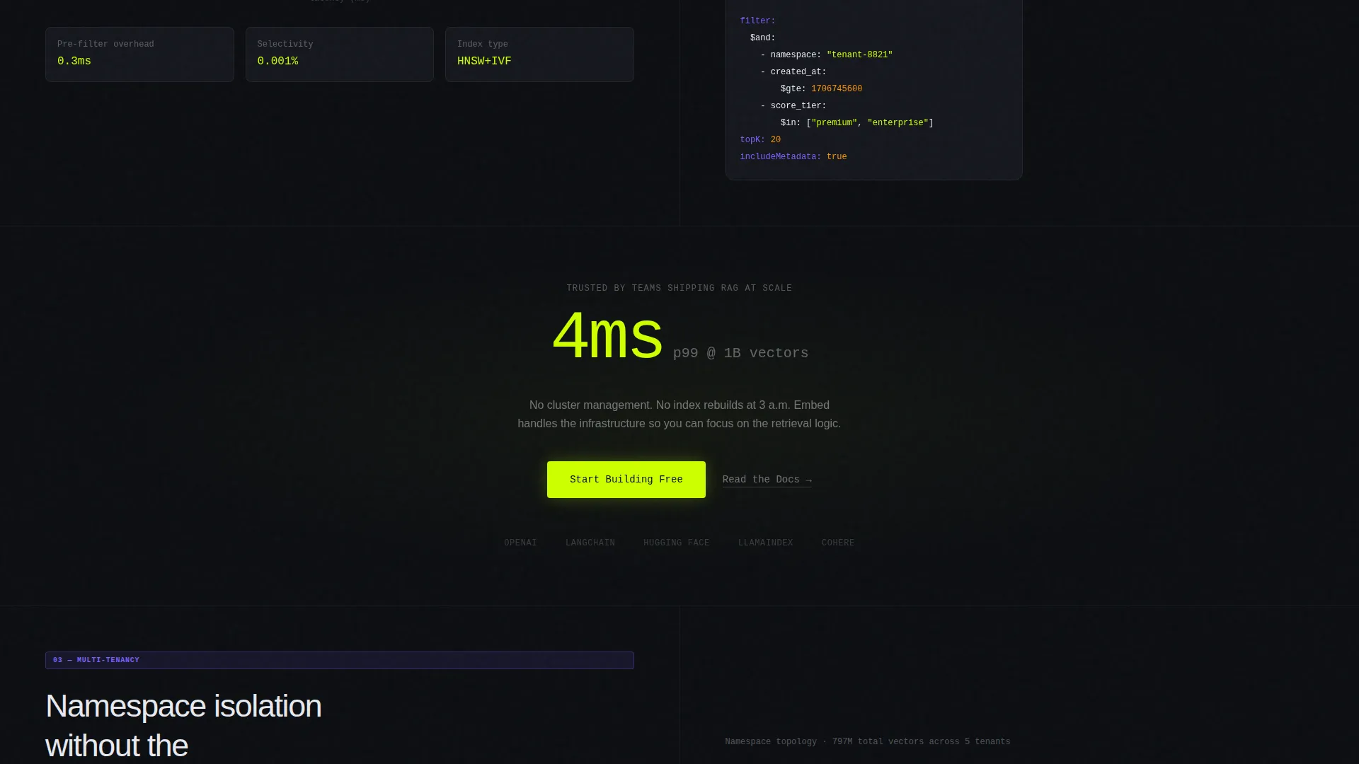 Vector Database Landing Page Template
