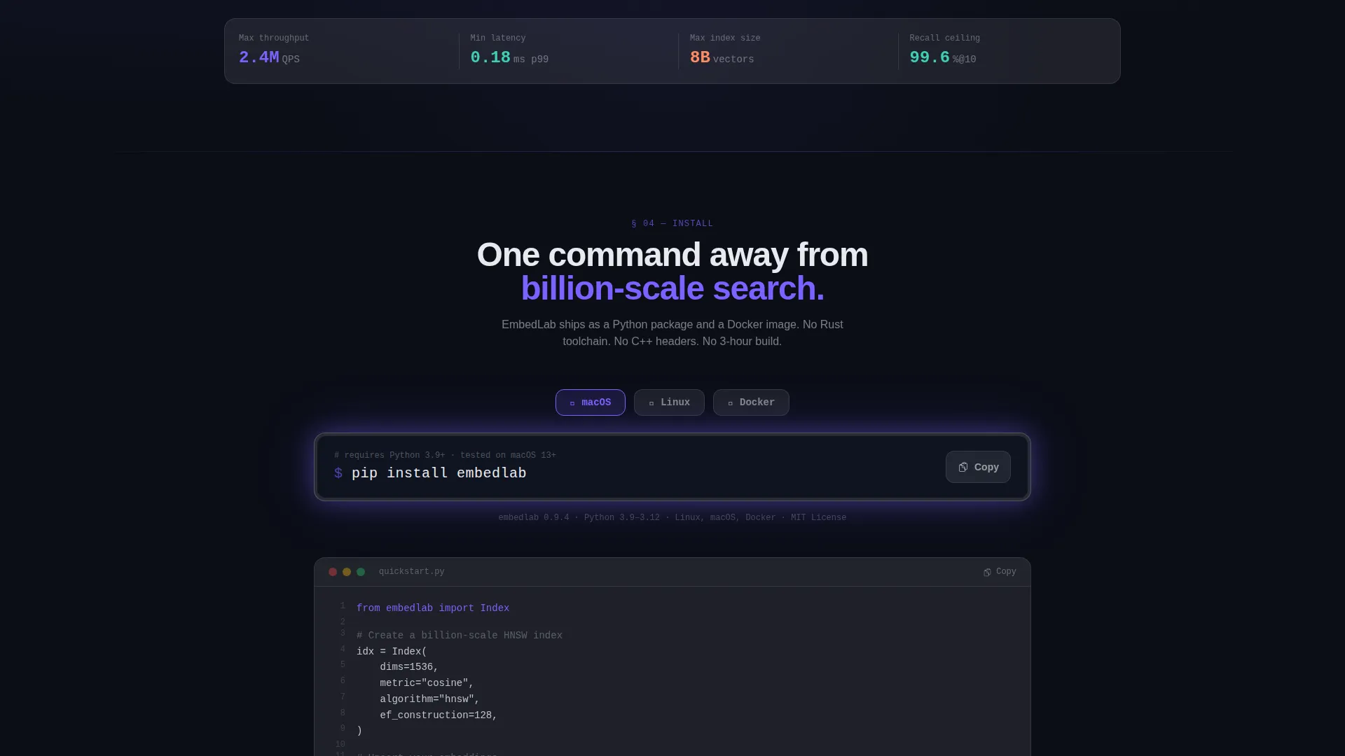 Vector Database Landing Page Template