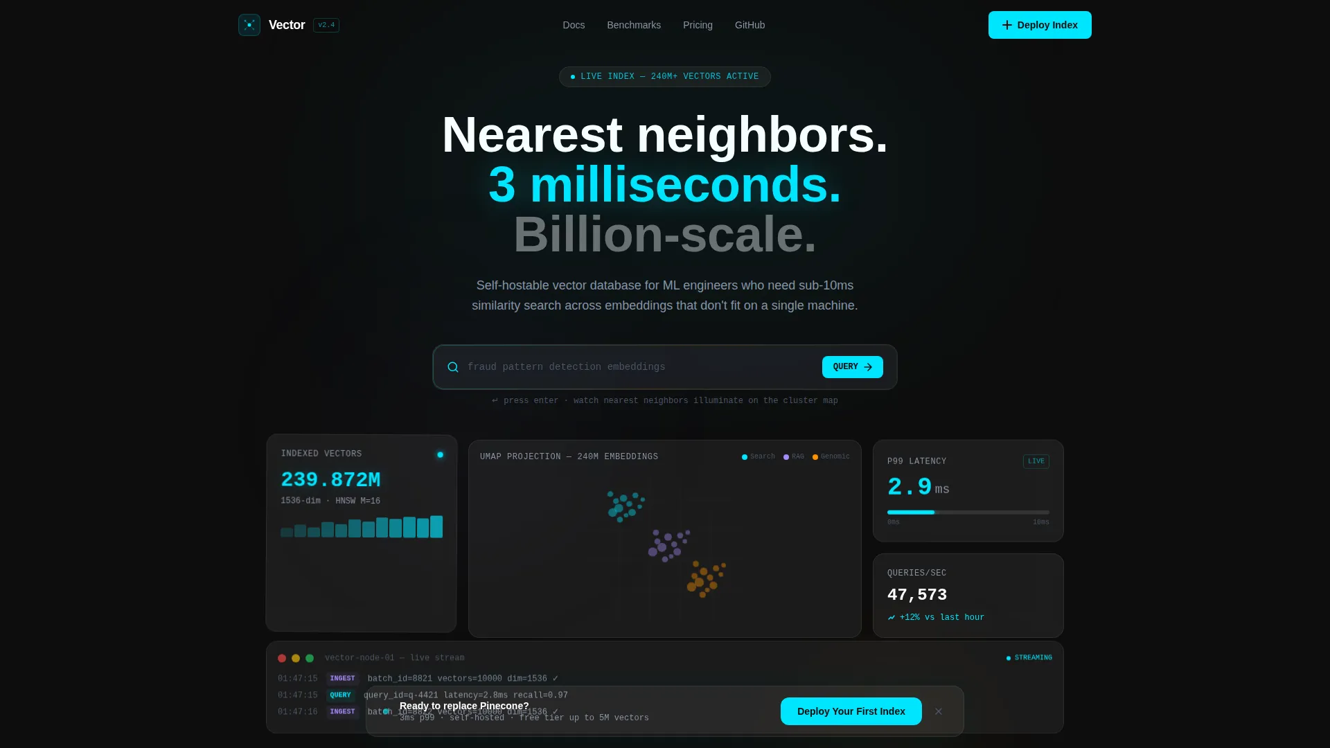 High-Performance Vector Database Landing Page Template