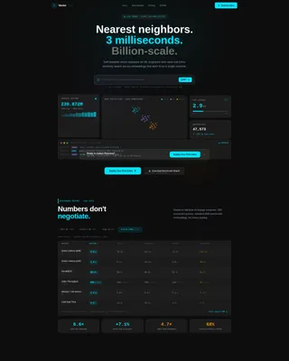 High-Performance Vector Database Landing Page Template
