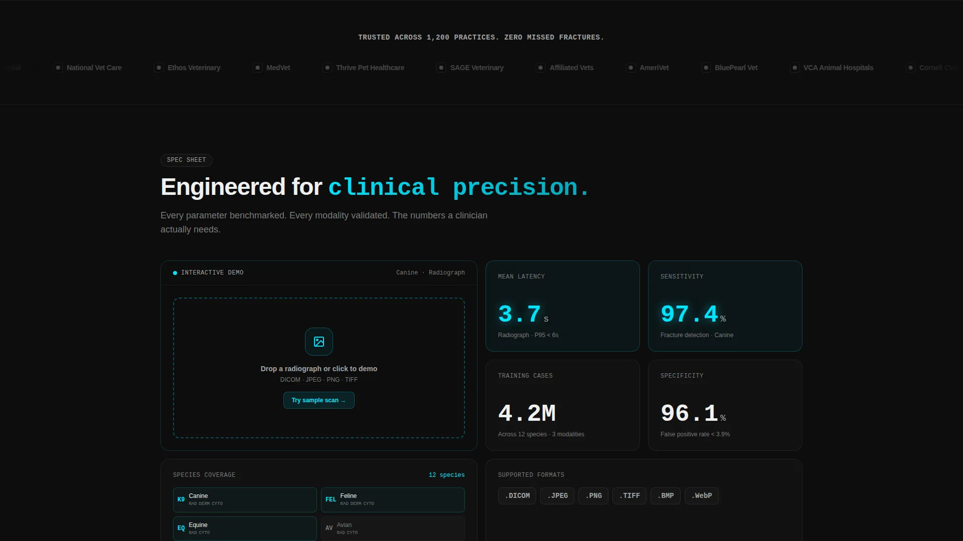 Veterinary AI Imaging Landing Page Template