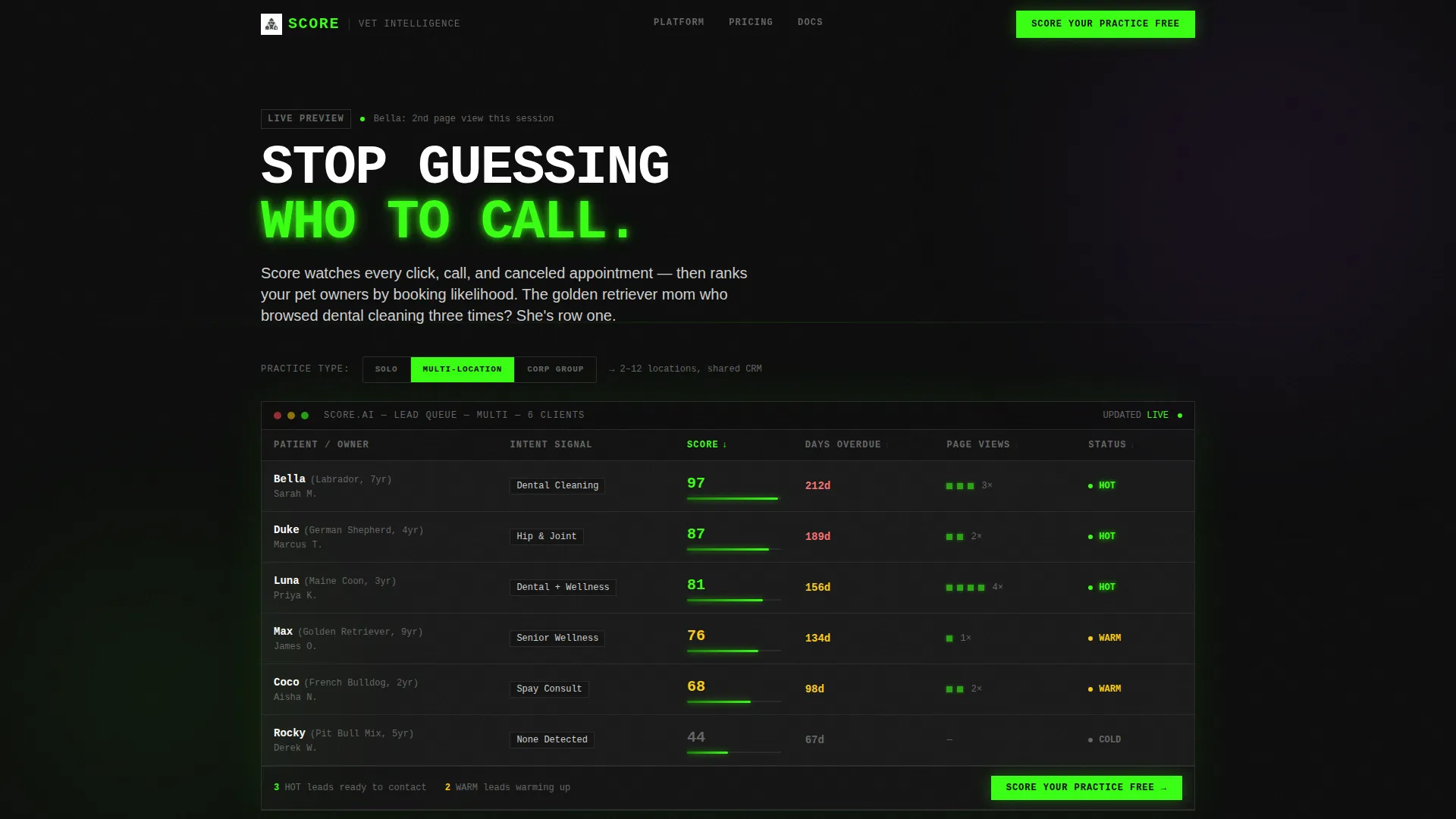 Veterinary AI Lead Scoring Landing Page Template