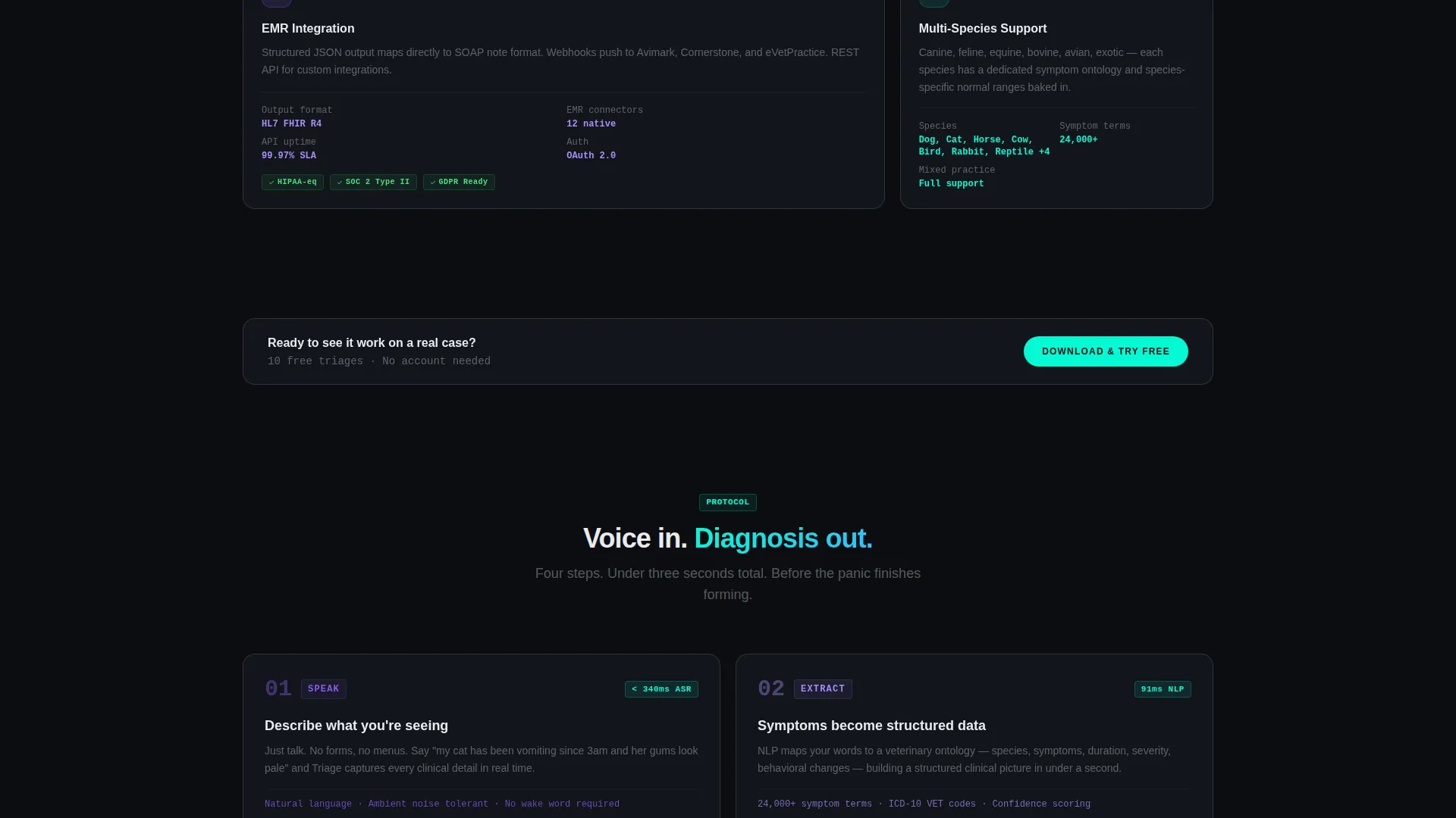 Veterinary AI Voice Assistant Landing Page Template