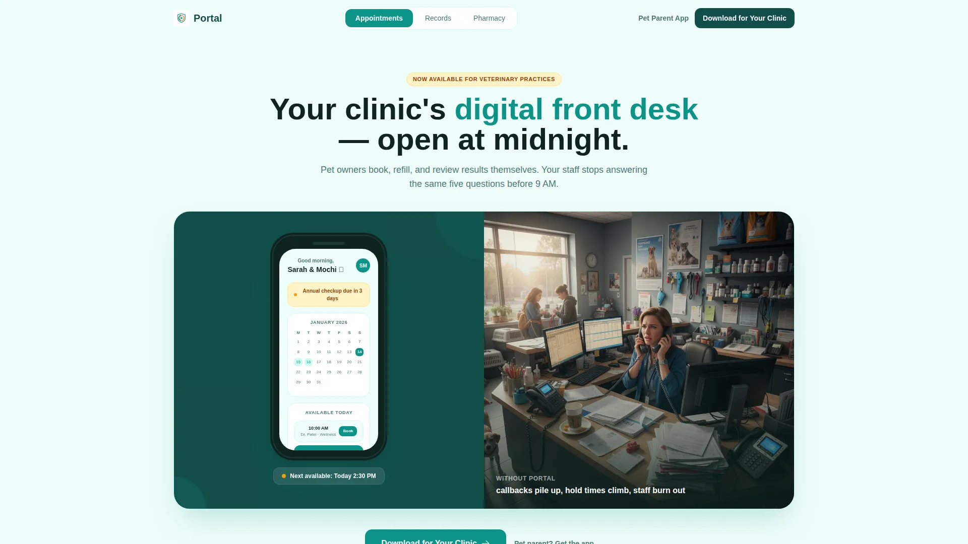 Veterinary Client Portal Landing Page Template