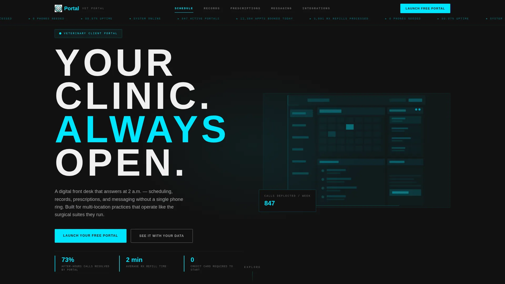 Veterinary Customer Portal Landing Page Template