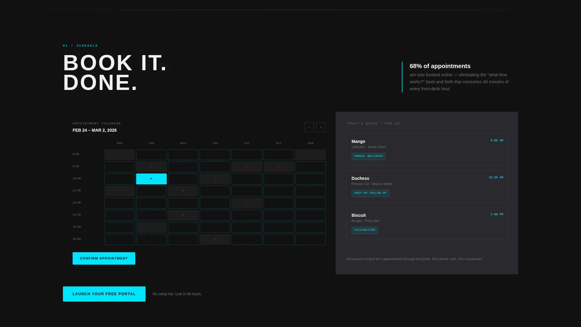 Veterinary Customer Portal Landing Page Template