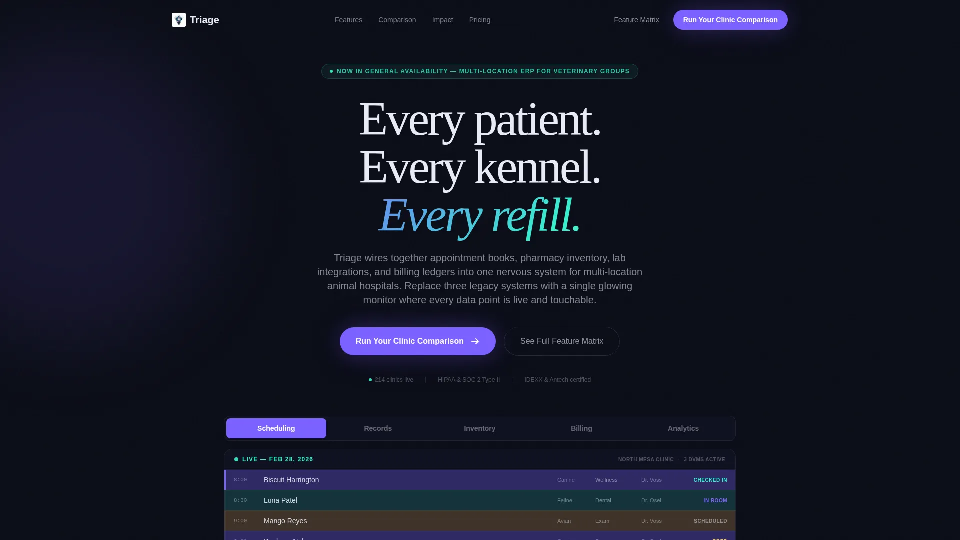 Veterinary ERP Landing Page Template | Data Command