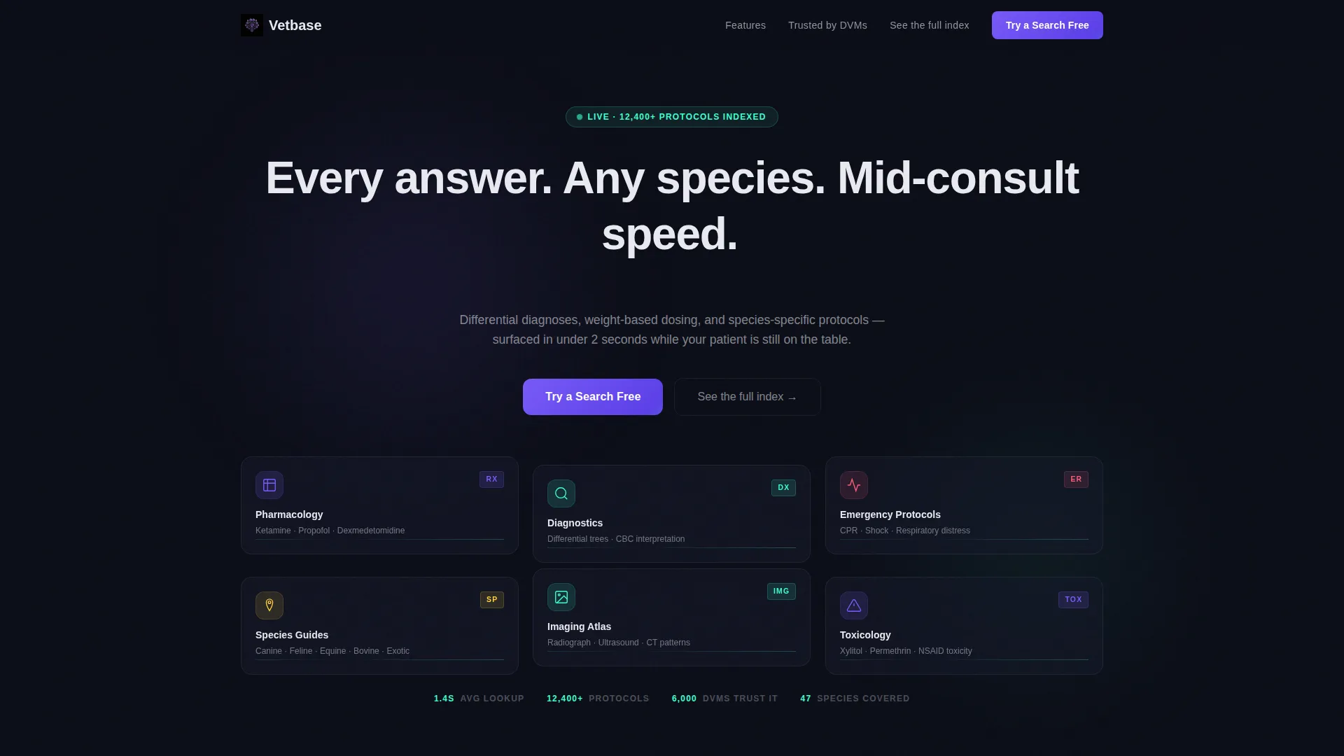 Veterinary Knowledge Base Landing Page Template