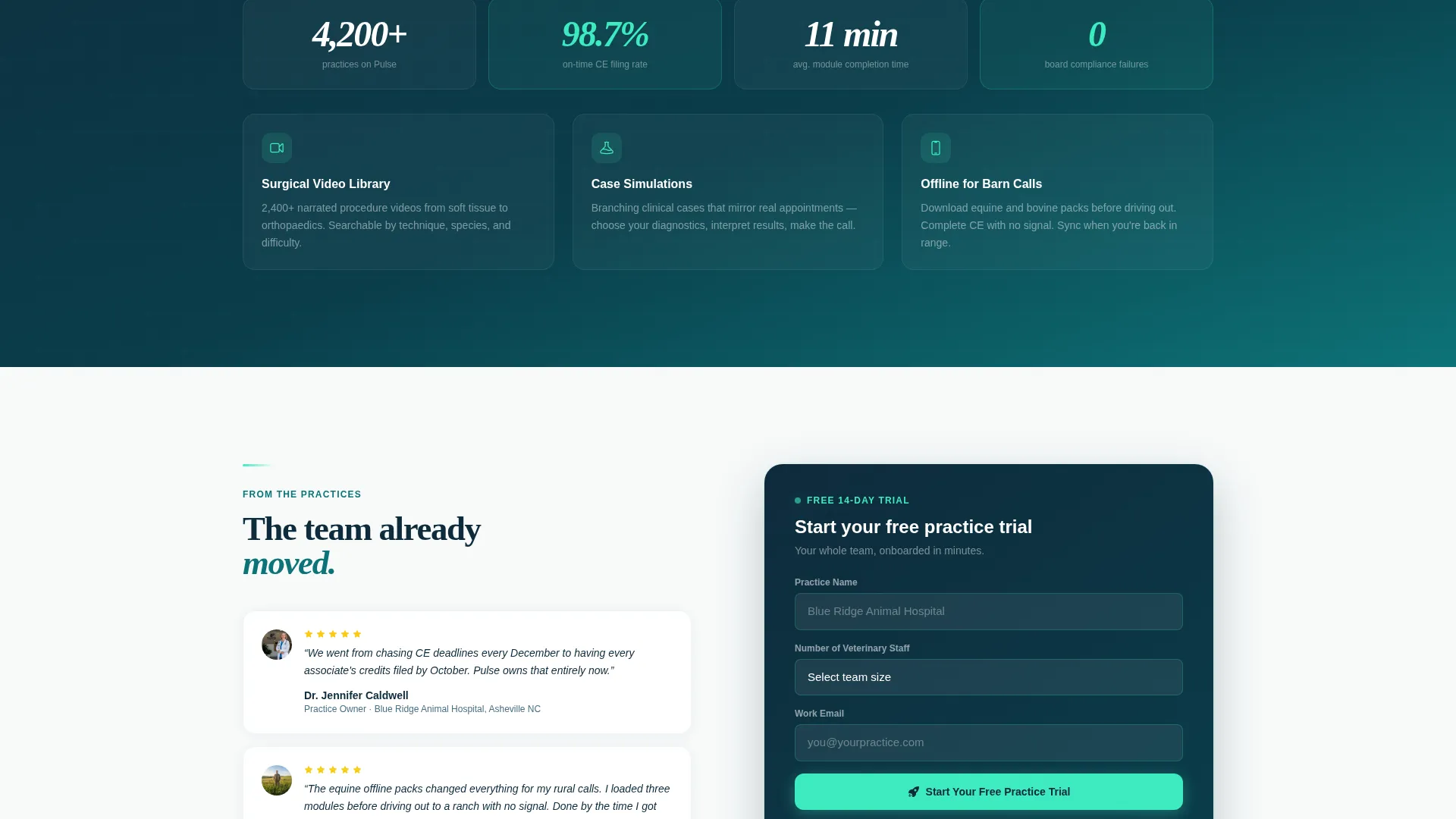 Veterinary LMS Landing Page Template