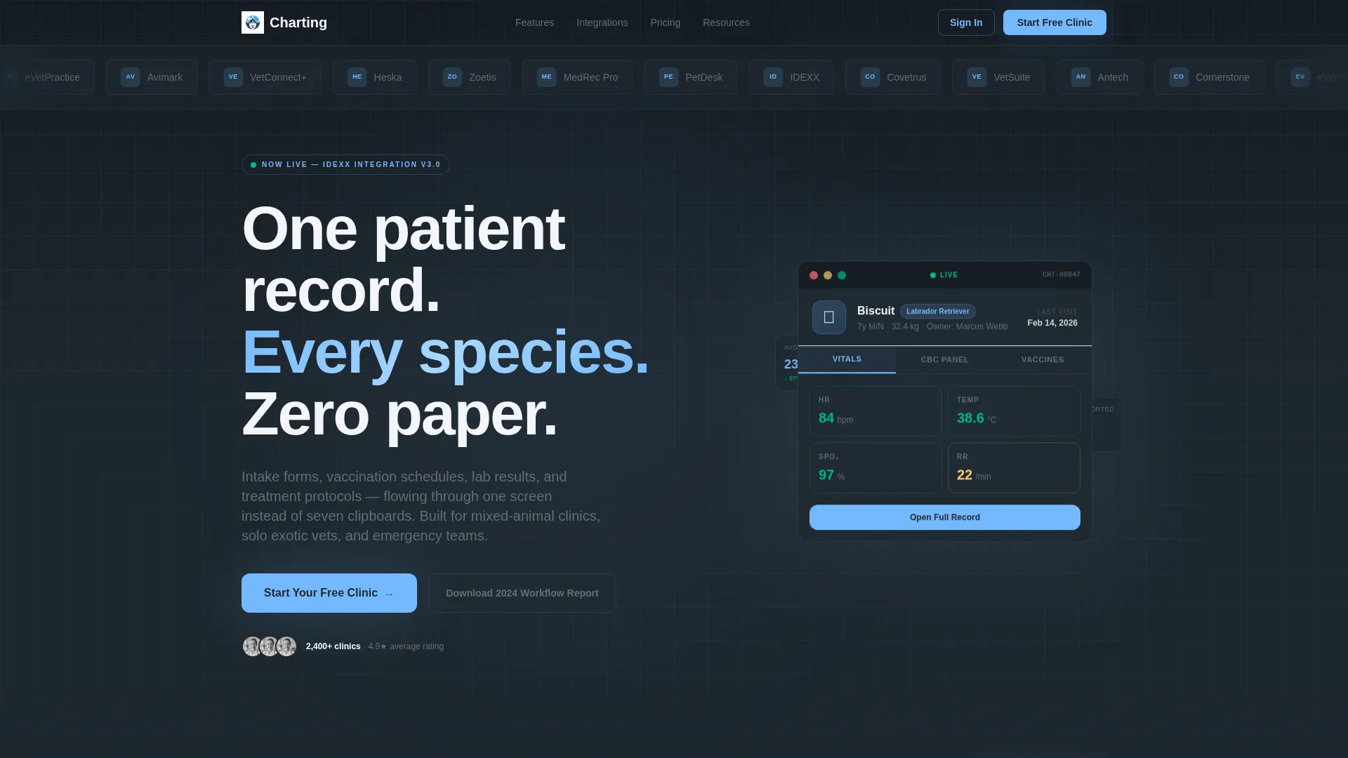 Veterinary Patient Management Landing Page Template
