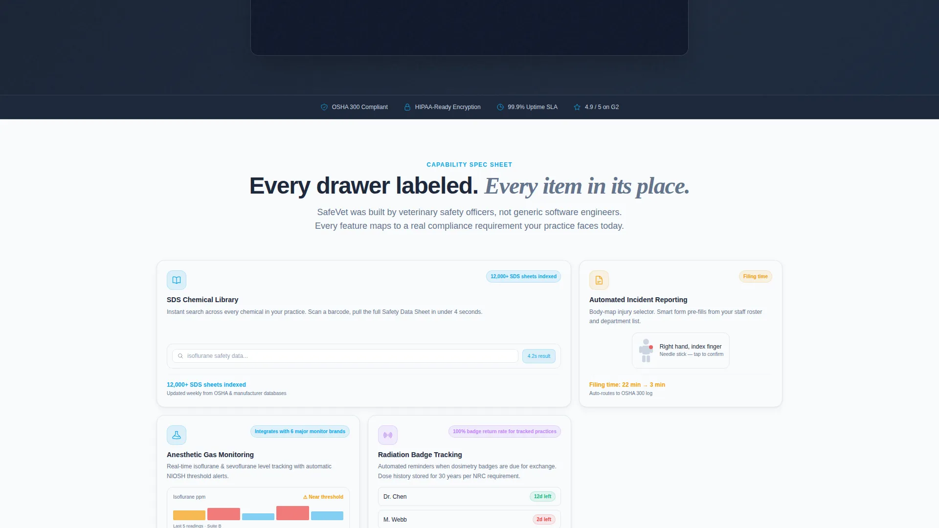 Bento Grid Landing Page Template for Veterinary Safety