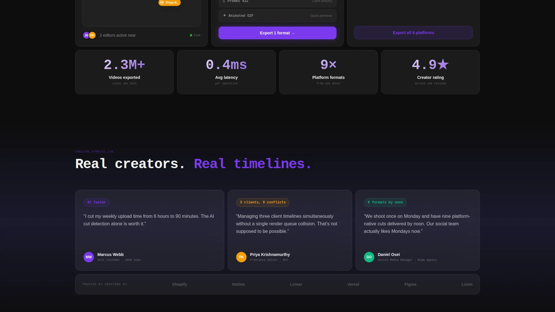 Bento Grid Video Editing SaaS Landing Page Template