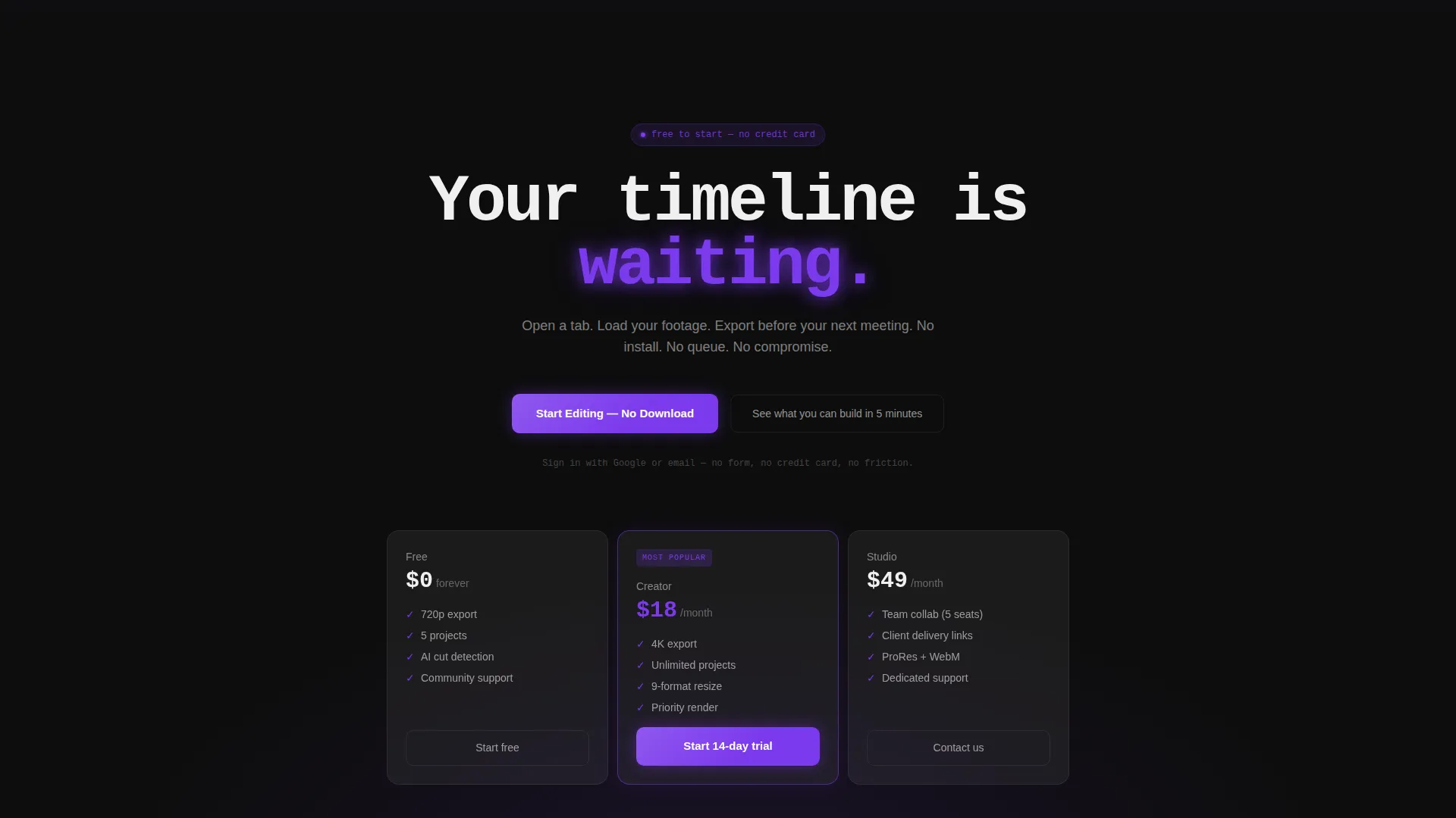 Bento Grid Video Editing SaaS Landing Page Template