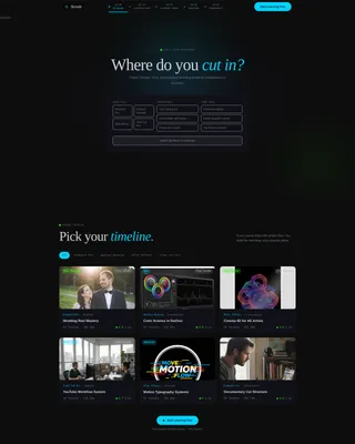 Video Tutorial Landing Page Template for Editors