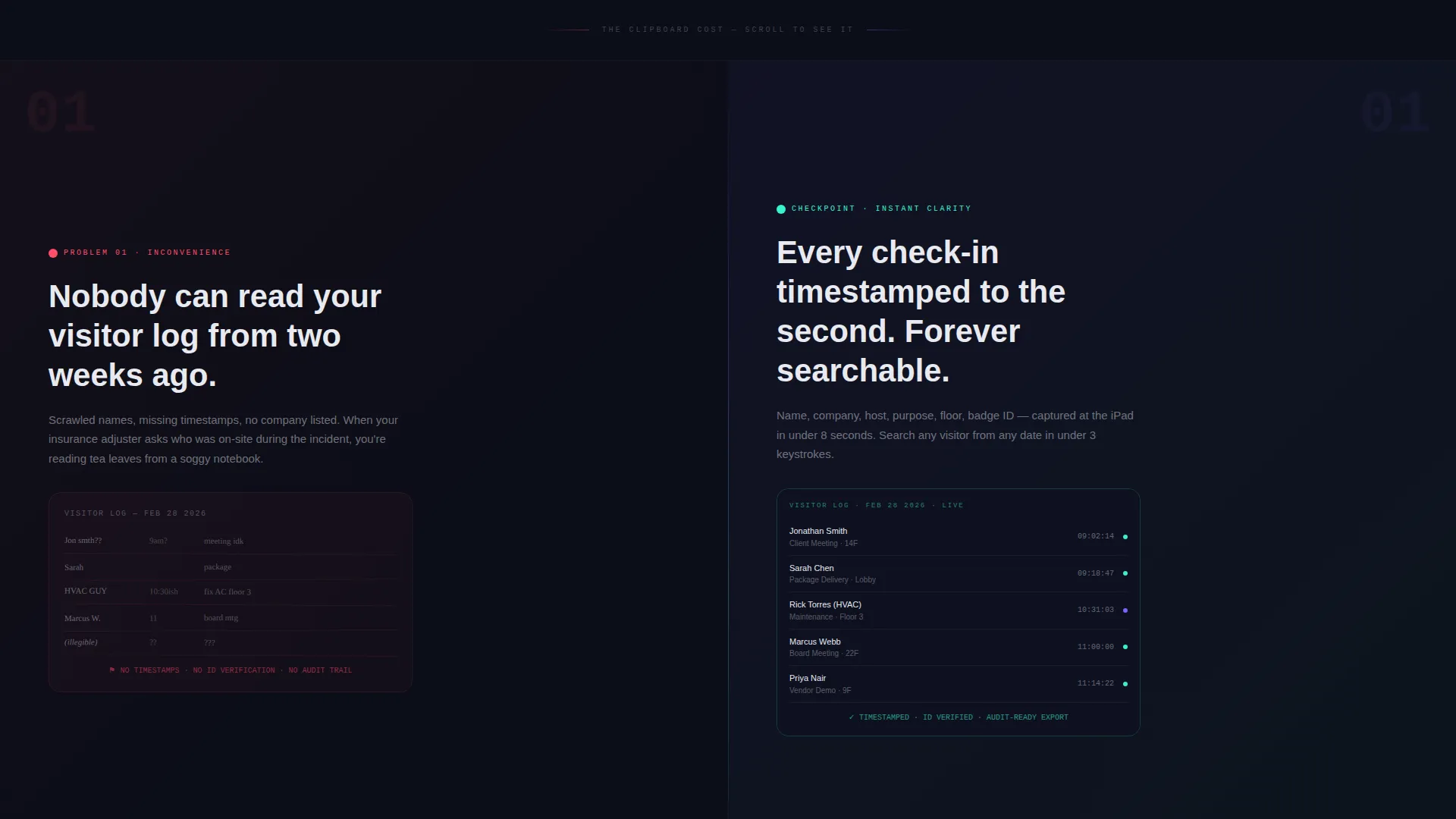 Visitor Management System Landing Page Template