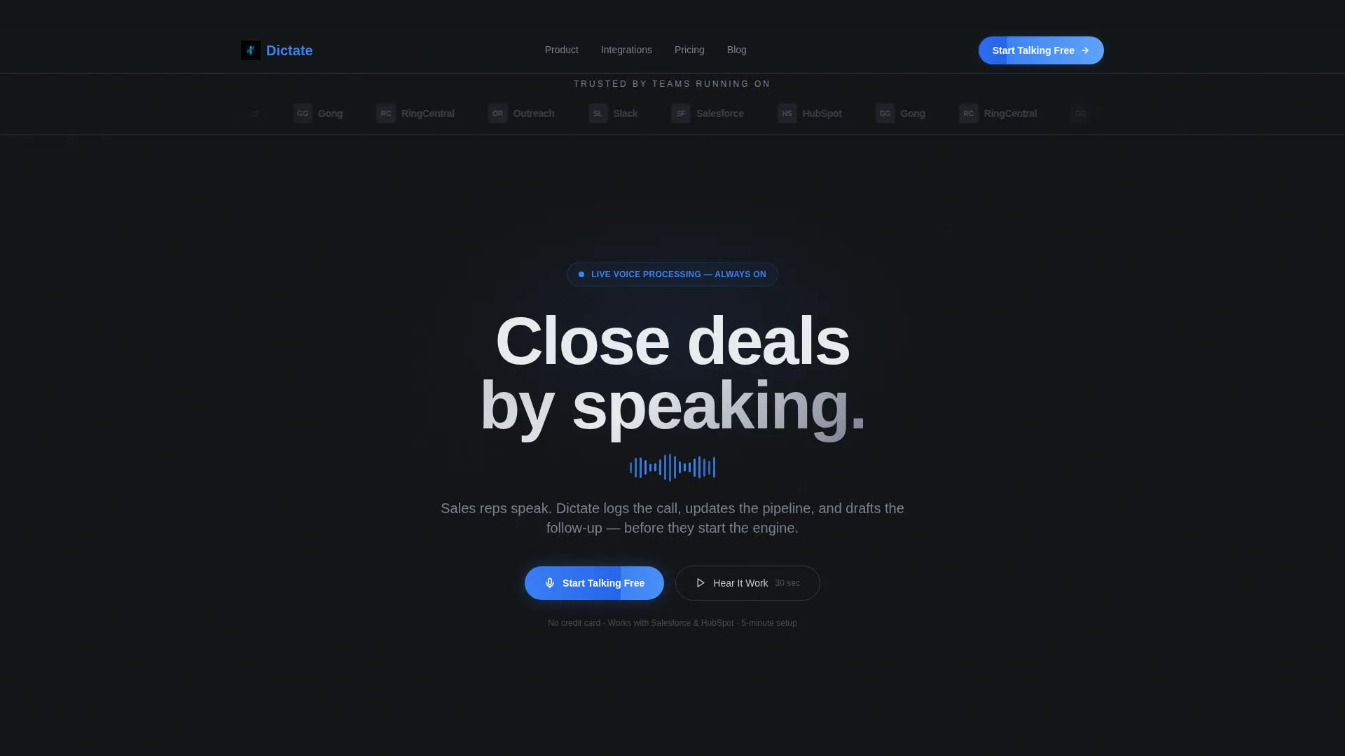 Voice-Activated CRM Landing Page Template