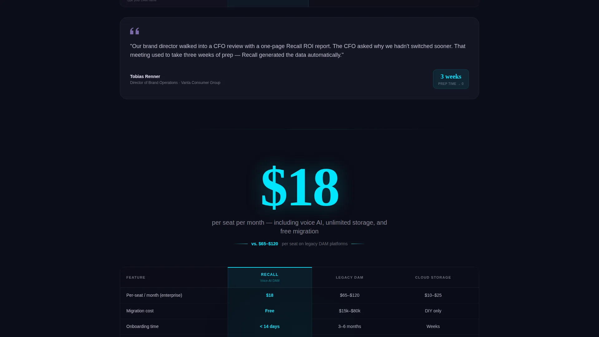Voice-Activated DAM Comparison Landing Page Template