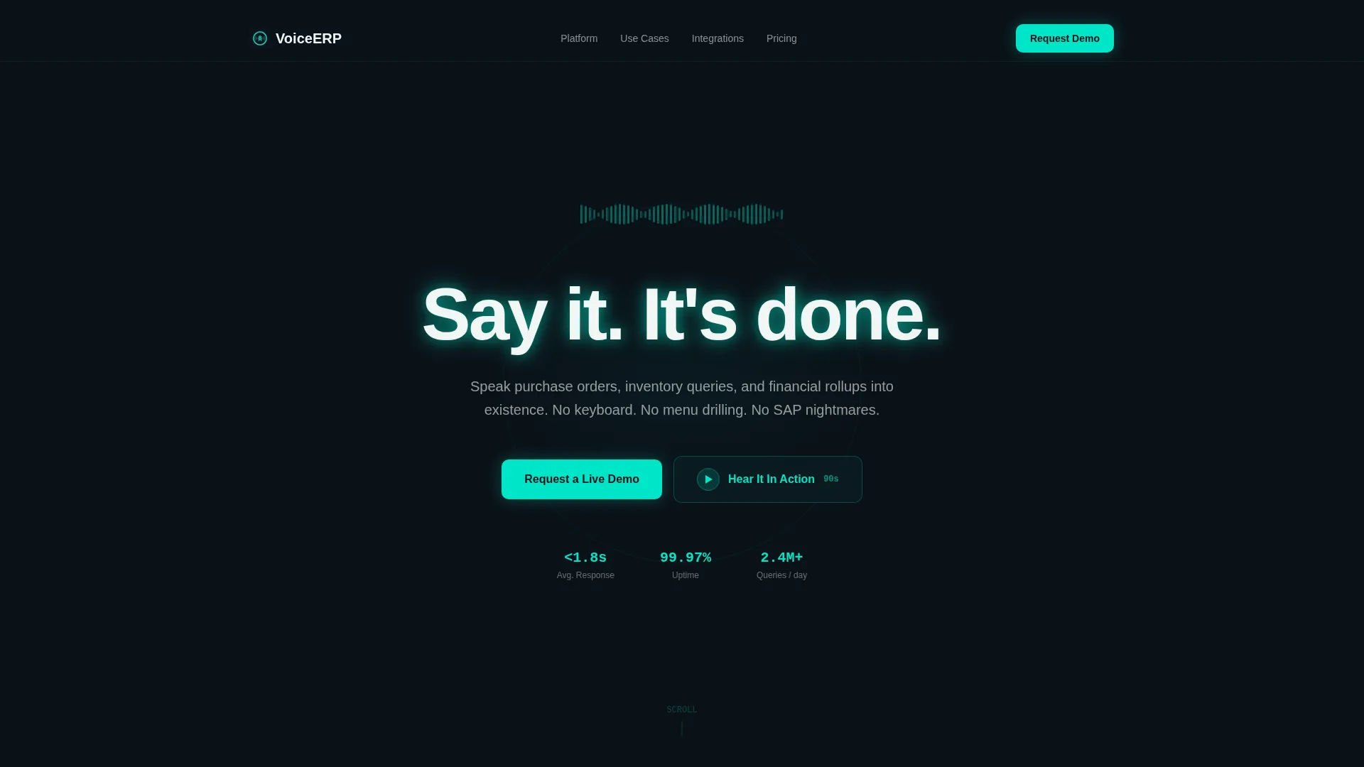 Voice-Activated ERP Bento Grid Landing Page Template