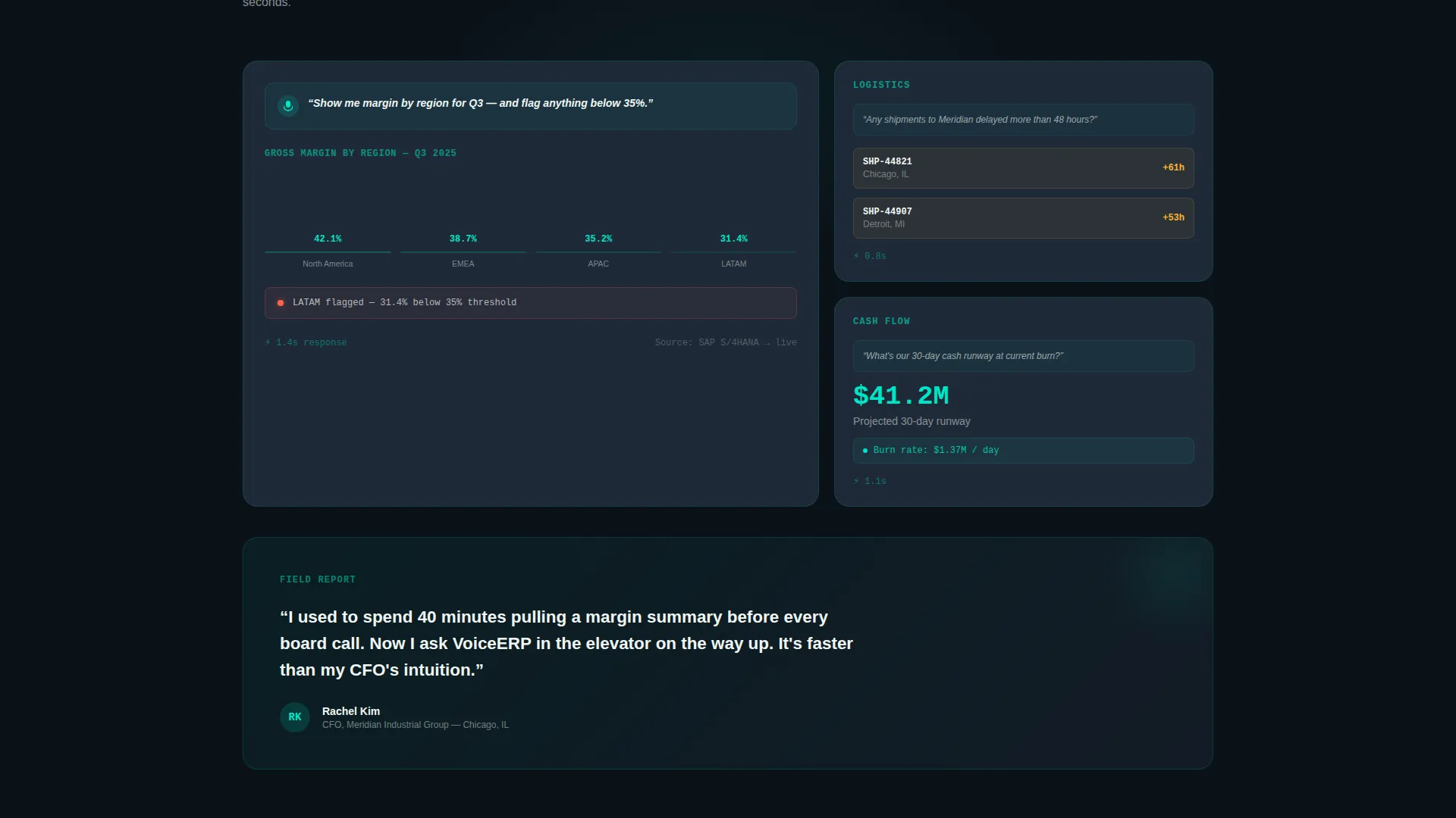 Voice-Activated ERP Bento Grid Landing Page Template