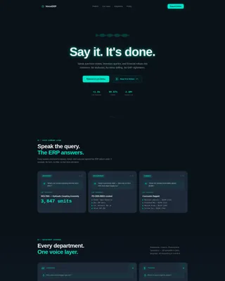 Voice-Activated ERP Bento Grid Landing Page Template